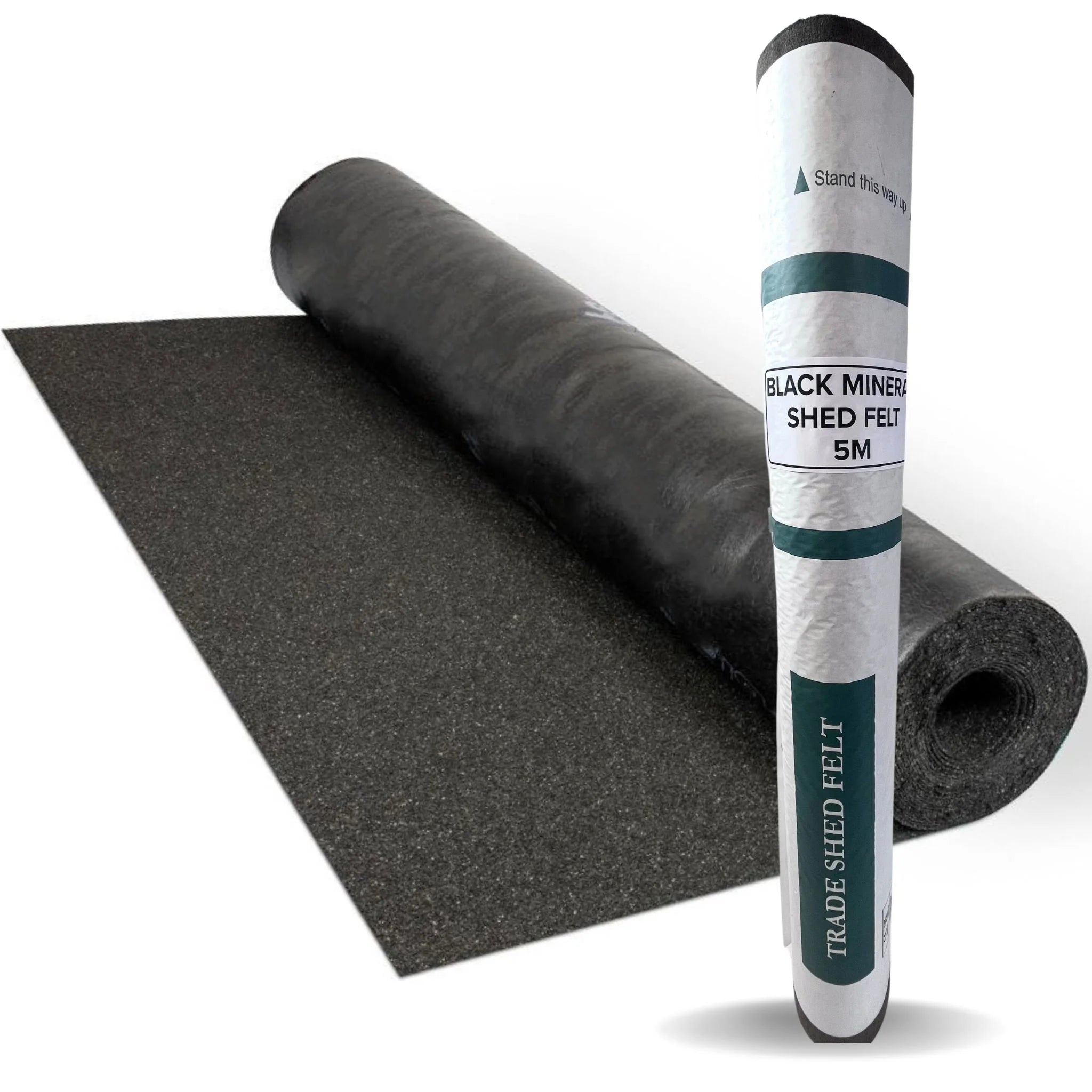 roll of black roofing felt on white background