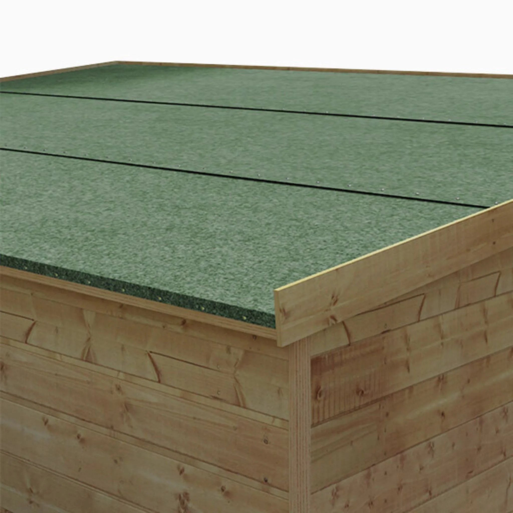 roll of green roofing felt partially unrolled on roof