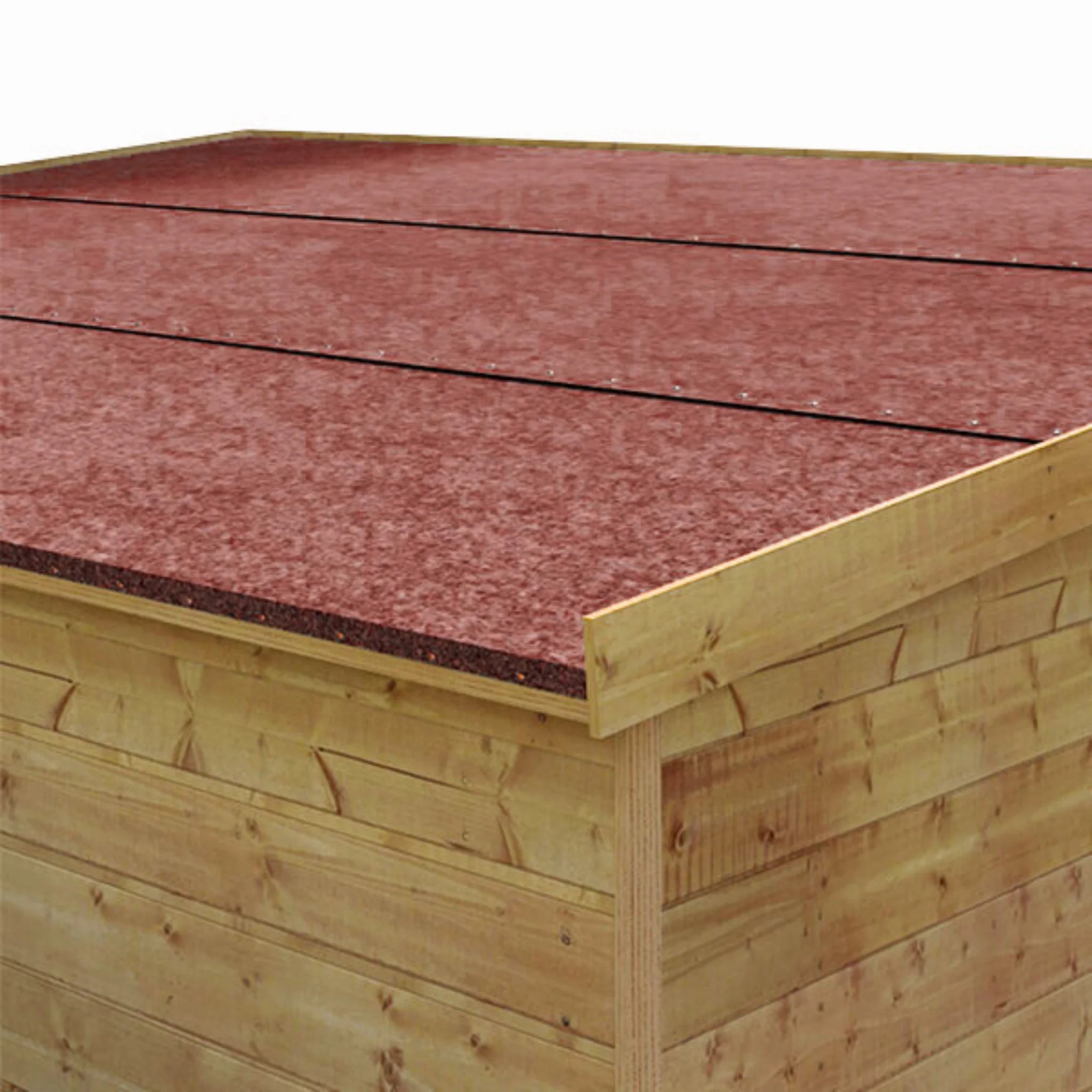 roll of red roofing felt partially unrolled on roof