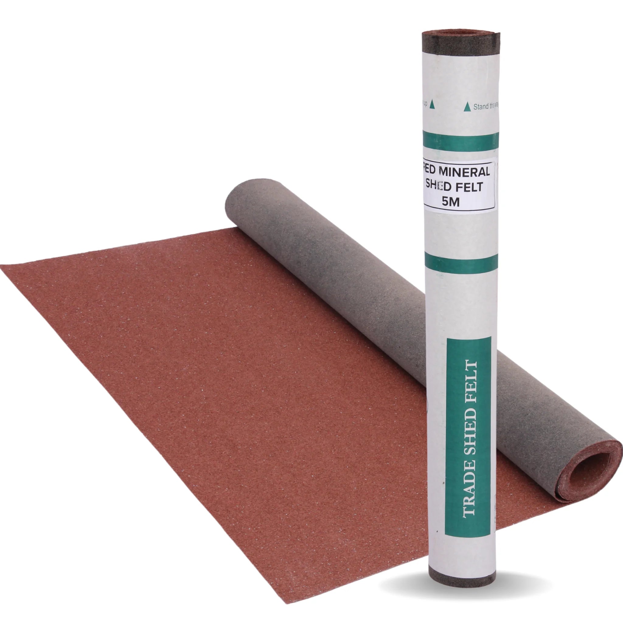 roll of red roofing felt on white background