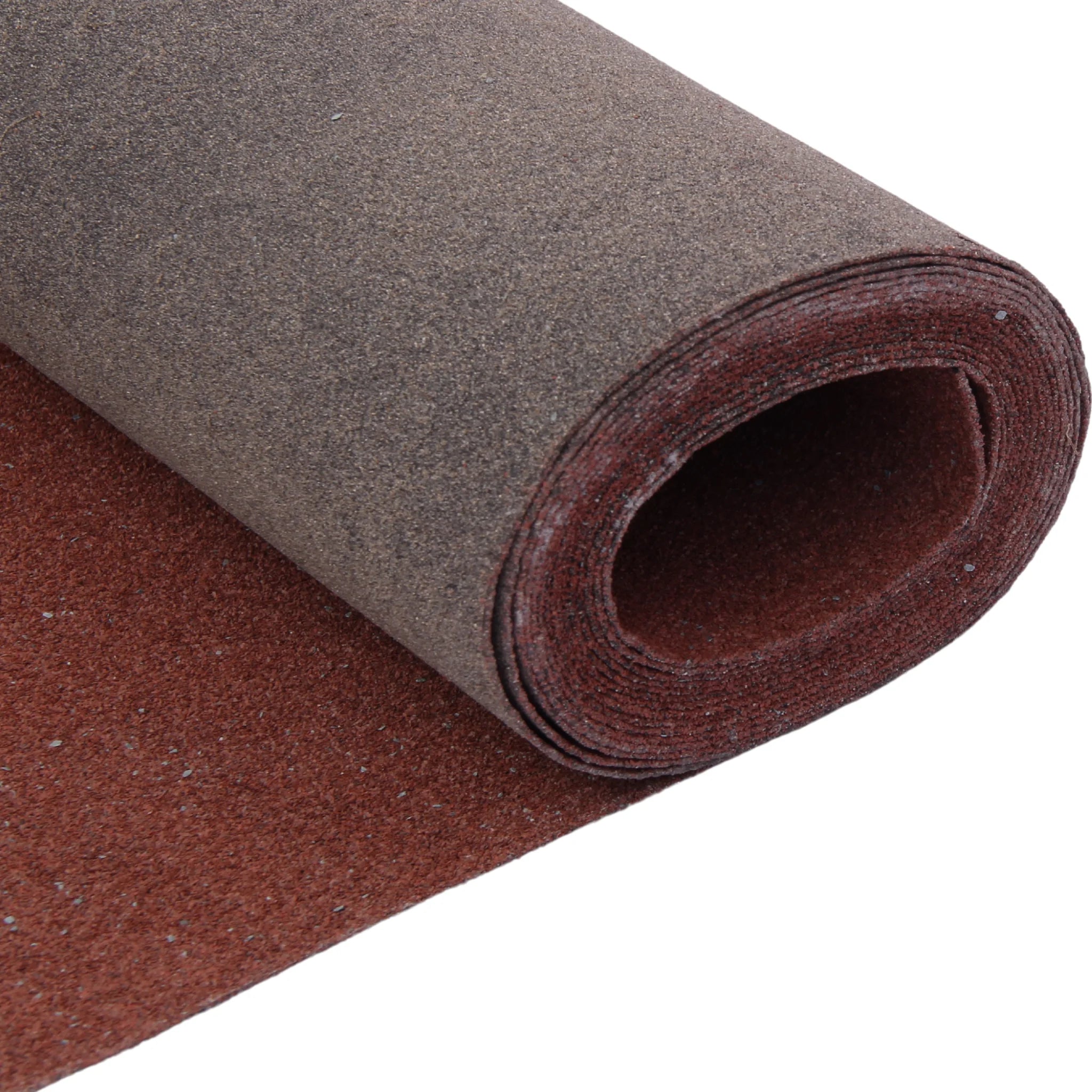 close-up of red roofing felt edge