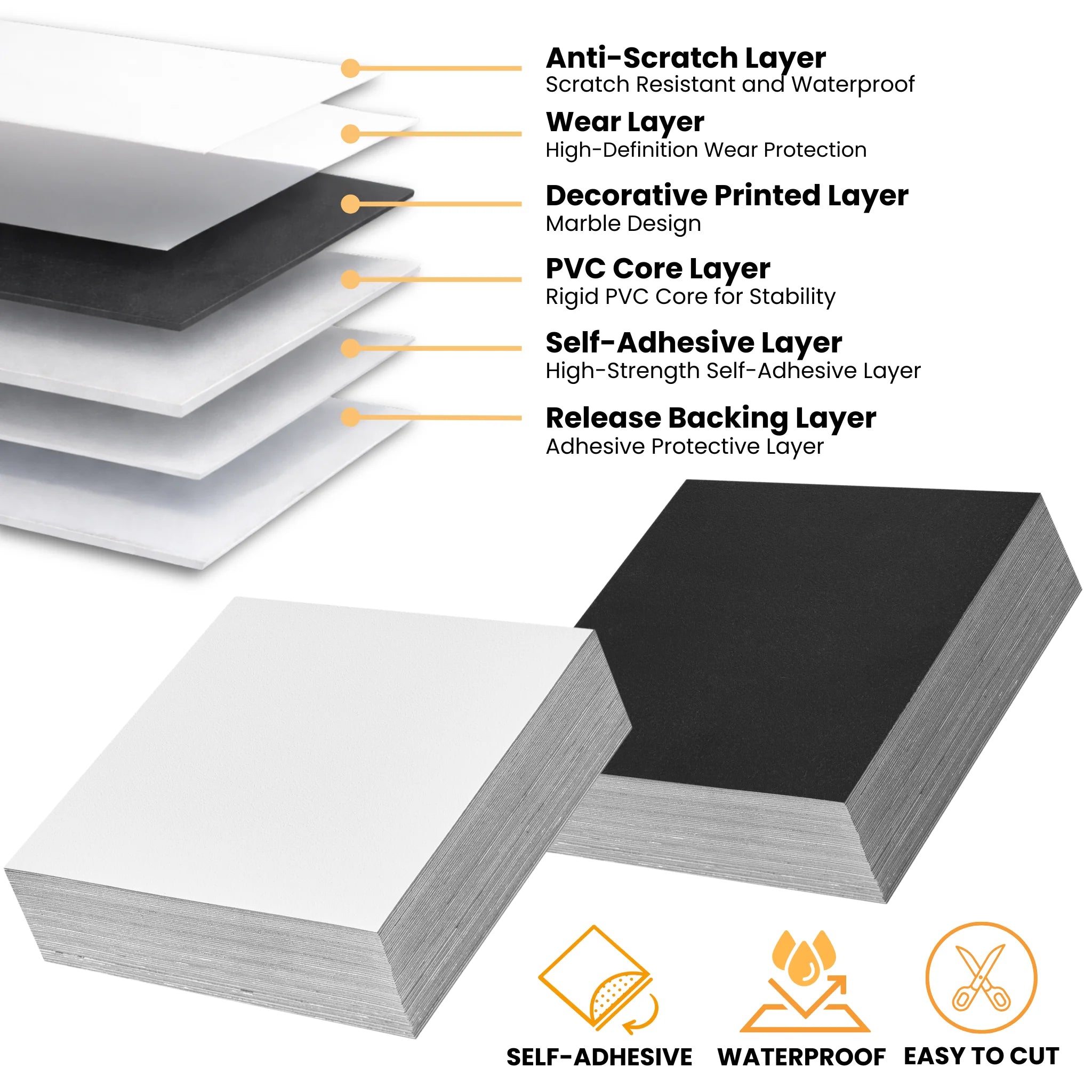 Vinyl Floor Tiles Self Adhesive - Black & White Checker