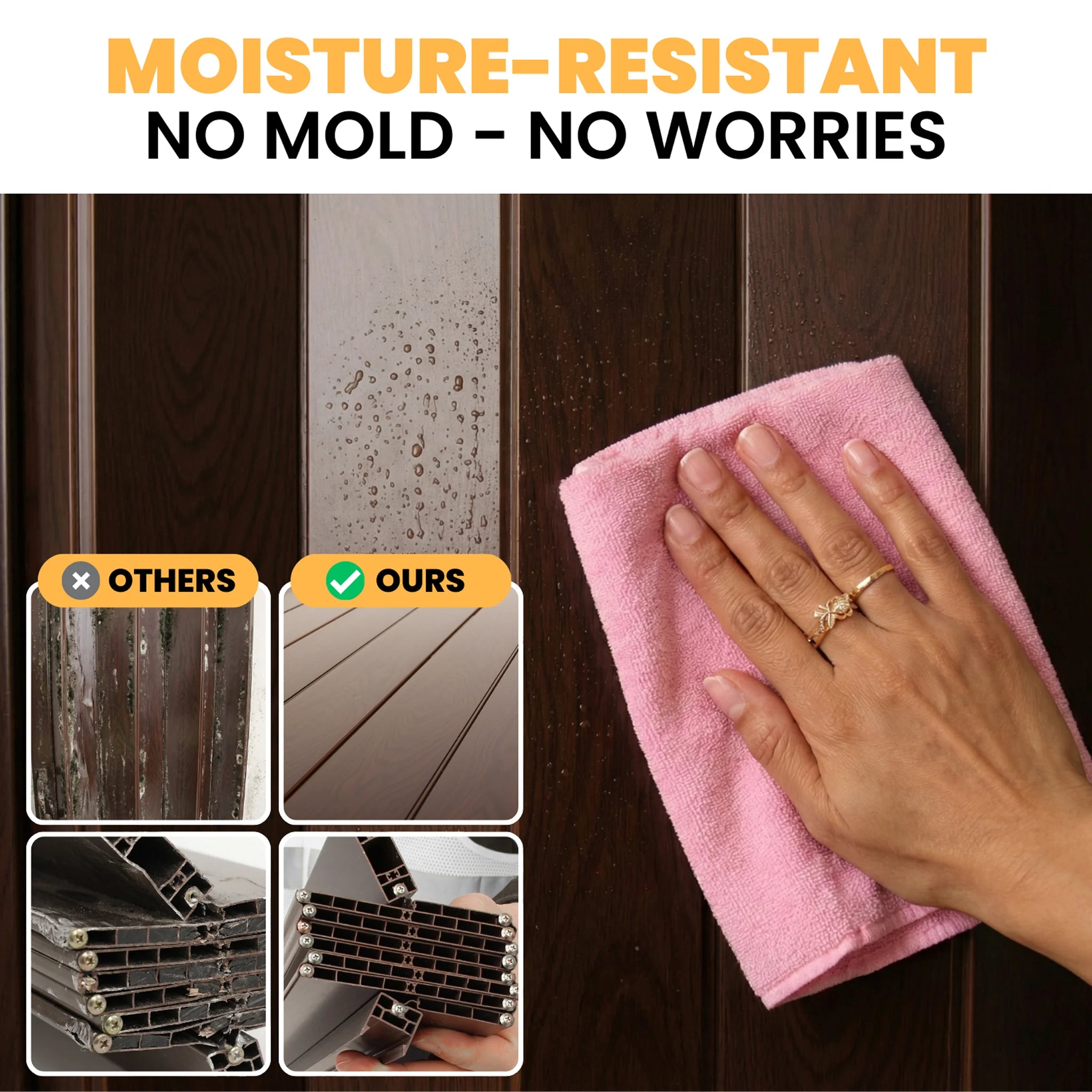 Moisture resistant PVC door being cleaned