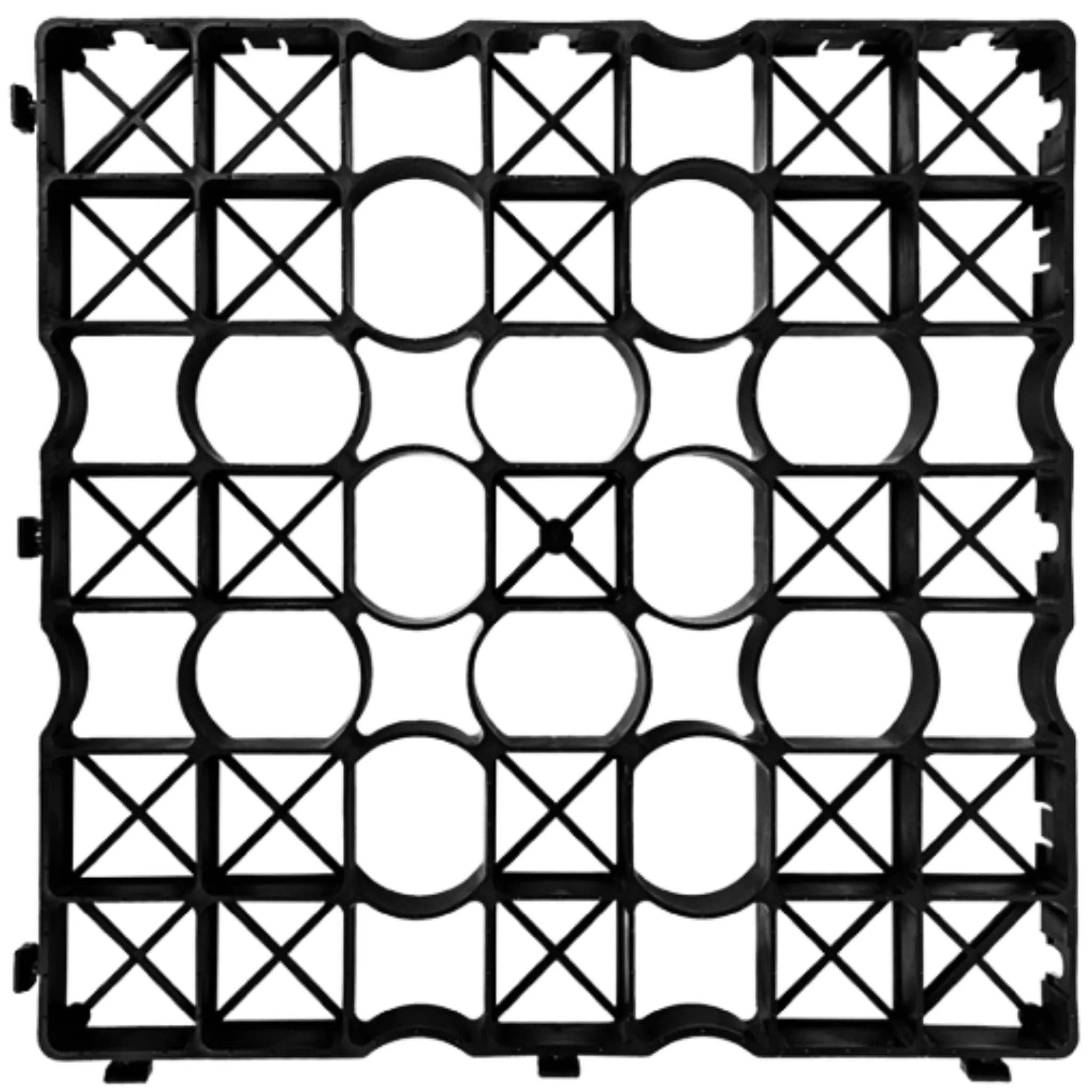Black gravel grid panel with cross pattern design