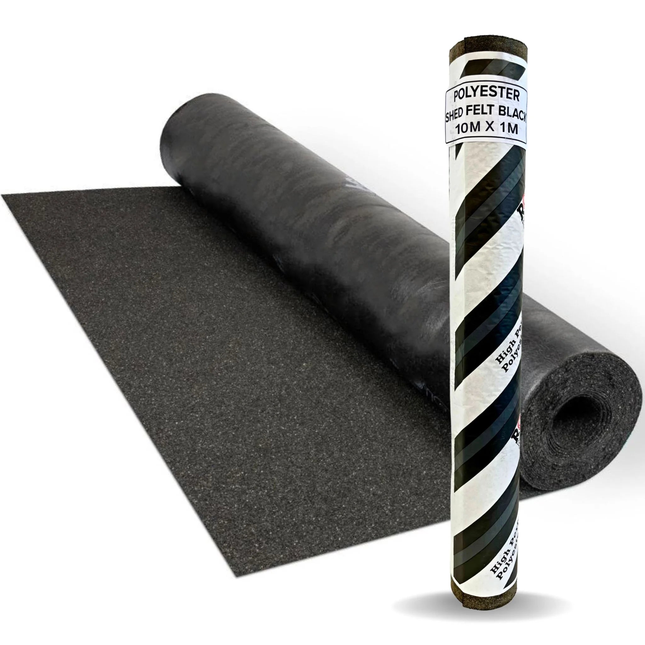 roll of black roofing felt on white background