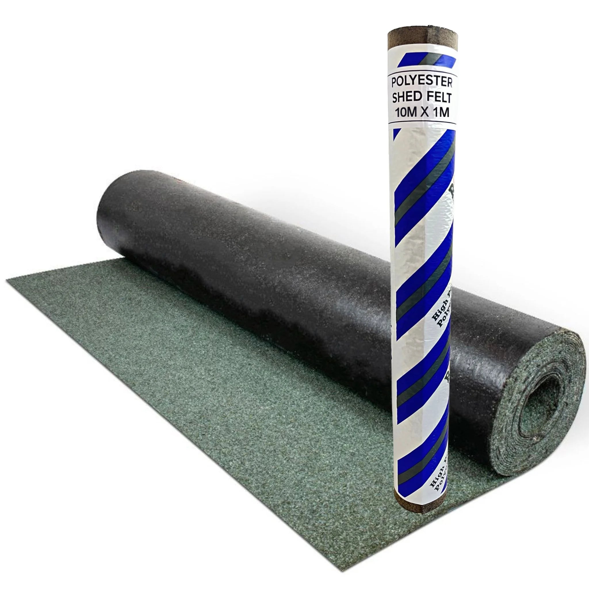 roll of green roofing felt on white background