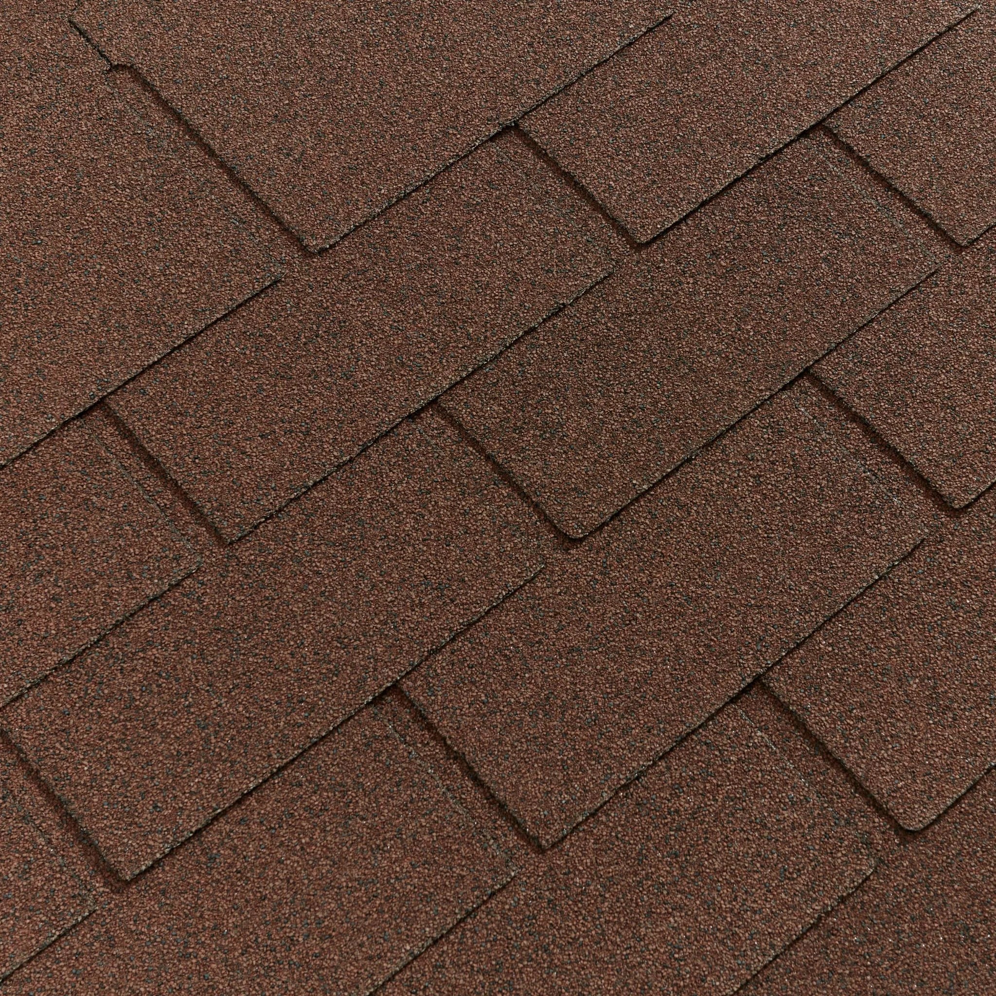 Close-up view of brown asphalt roof shingles