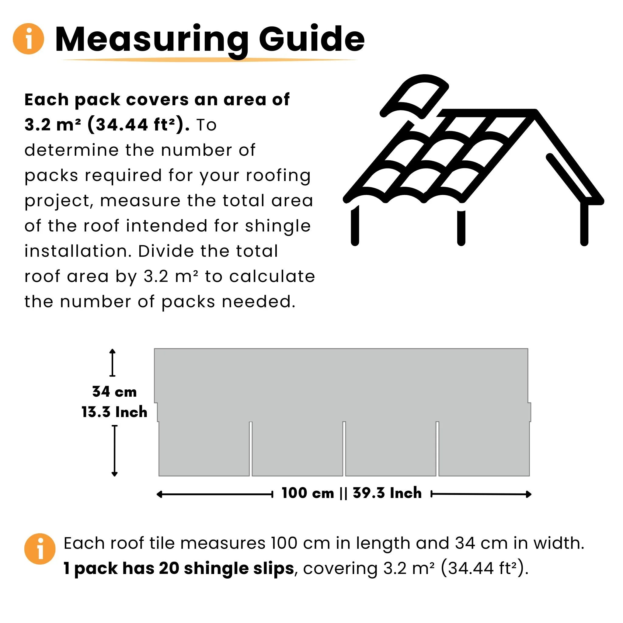 measuring guide for roofing felt pack dimensions