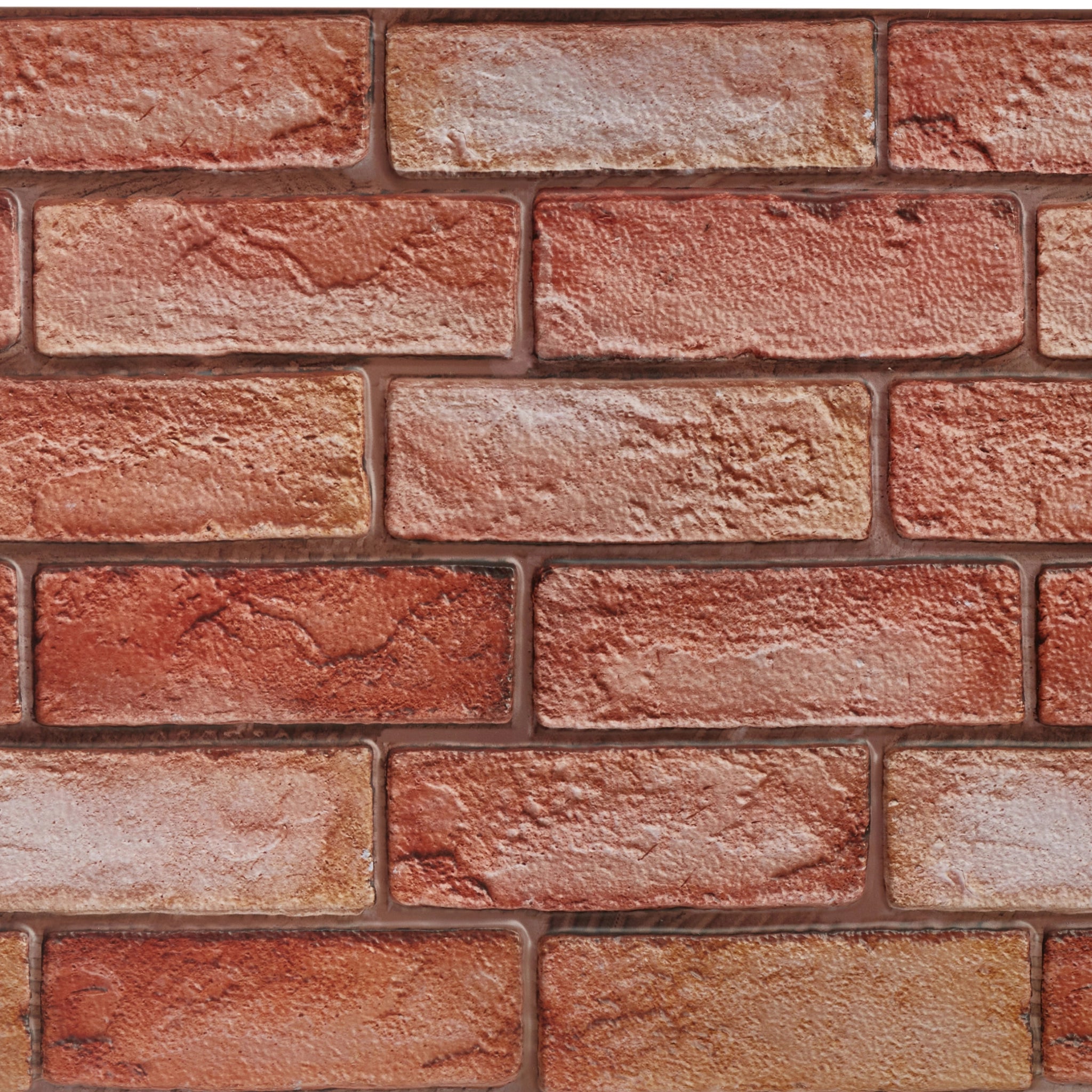 Red wall panel with geometric patterns, close-up view