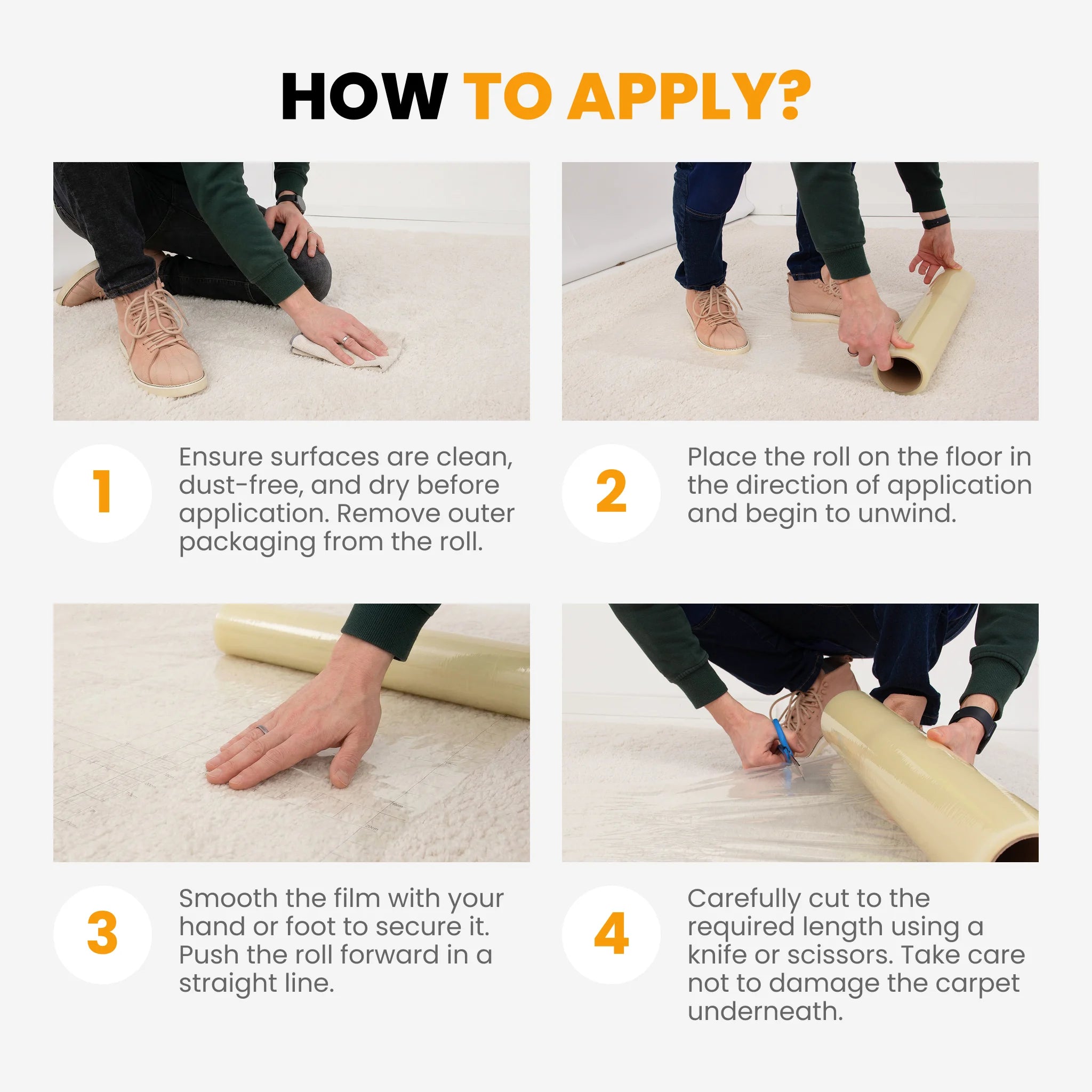 how to apply protective film on carpet