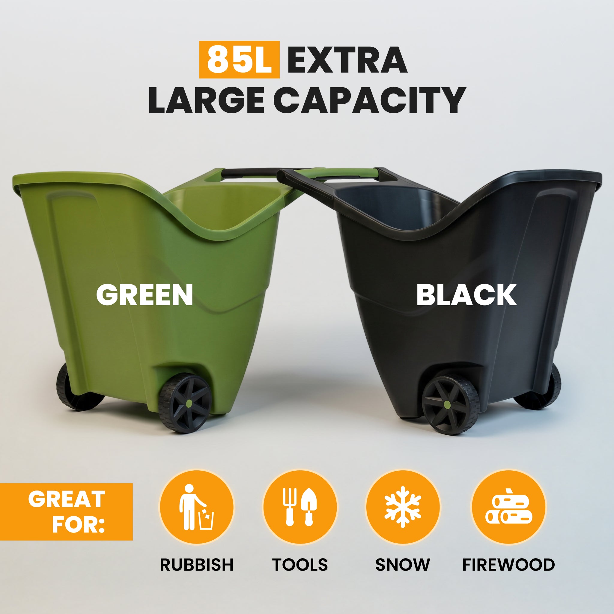 85L garden caddy in green and black colours