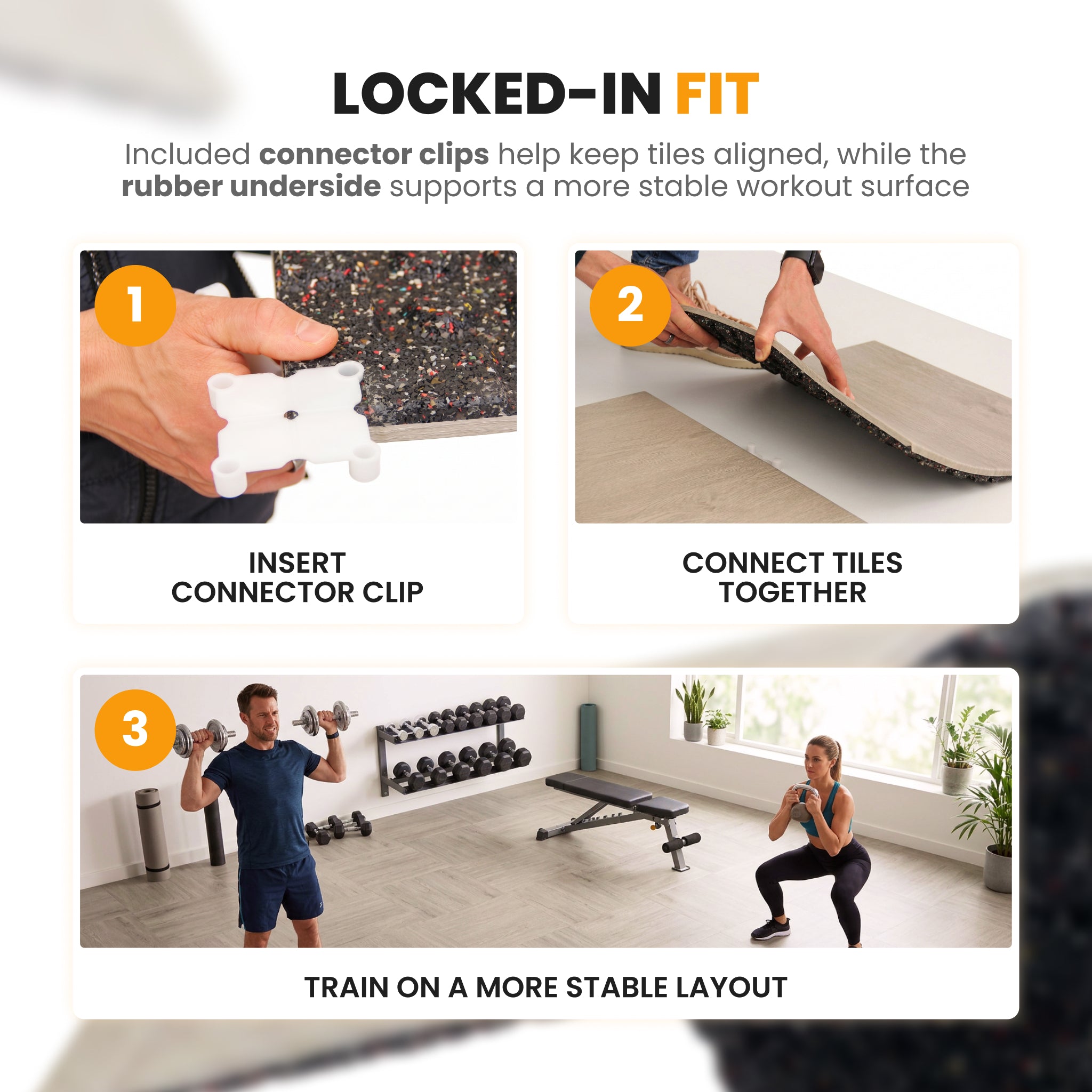 Rubber gym flooring tiles pack size options