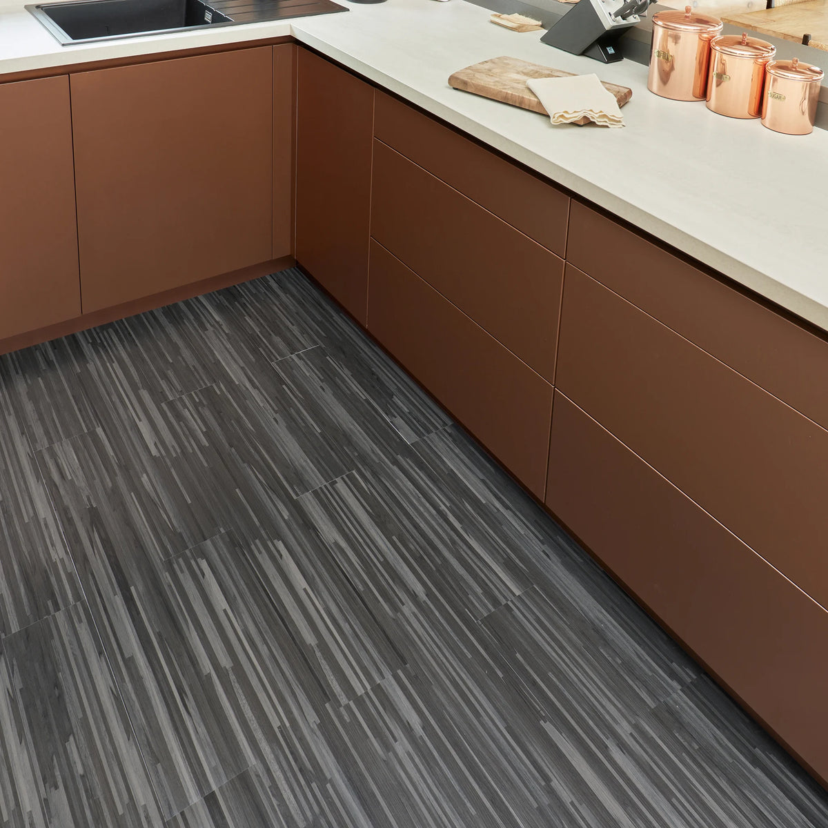 Wood effect vinyl flooring kitchen