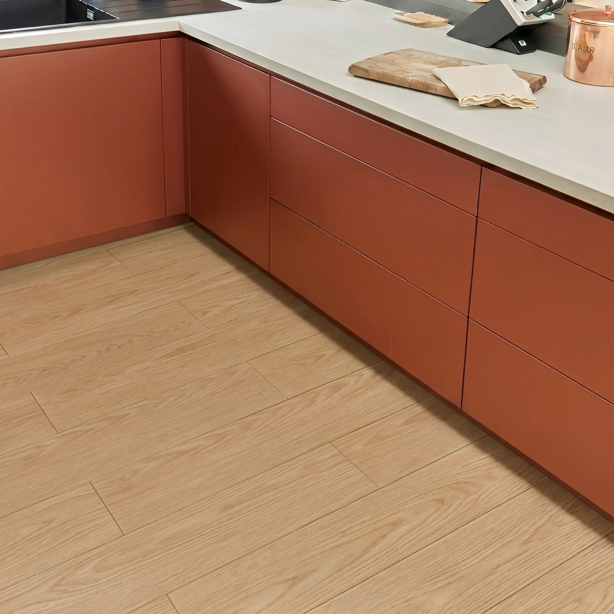 Wood effect vinyl flooring kitchen
