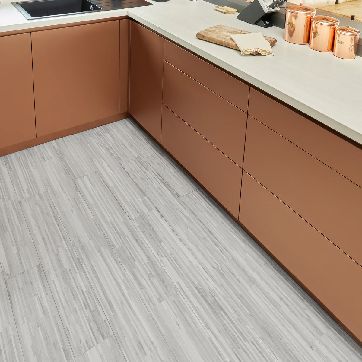 Wood effect vinyl flooring kitchen