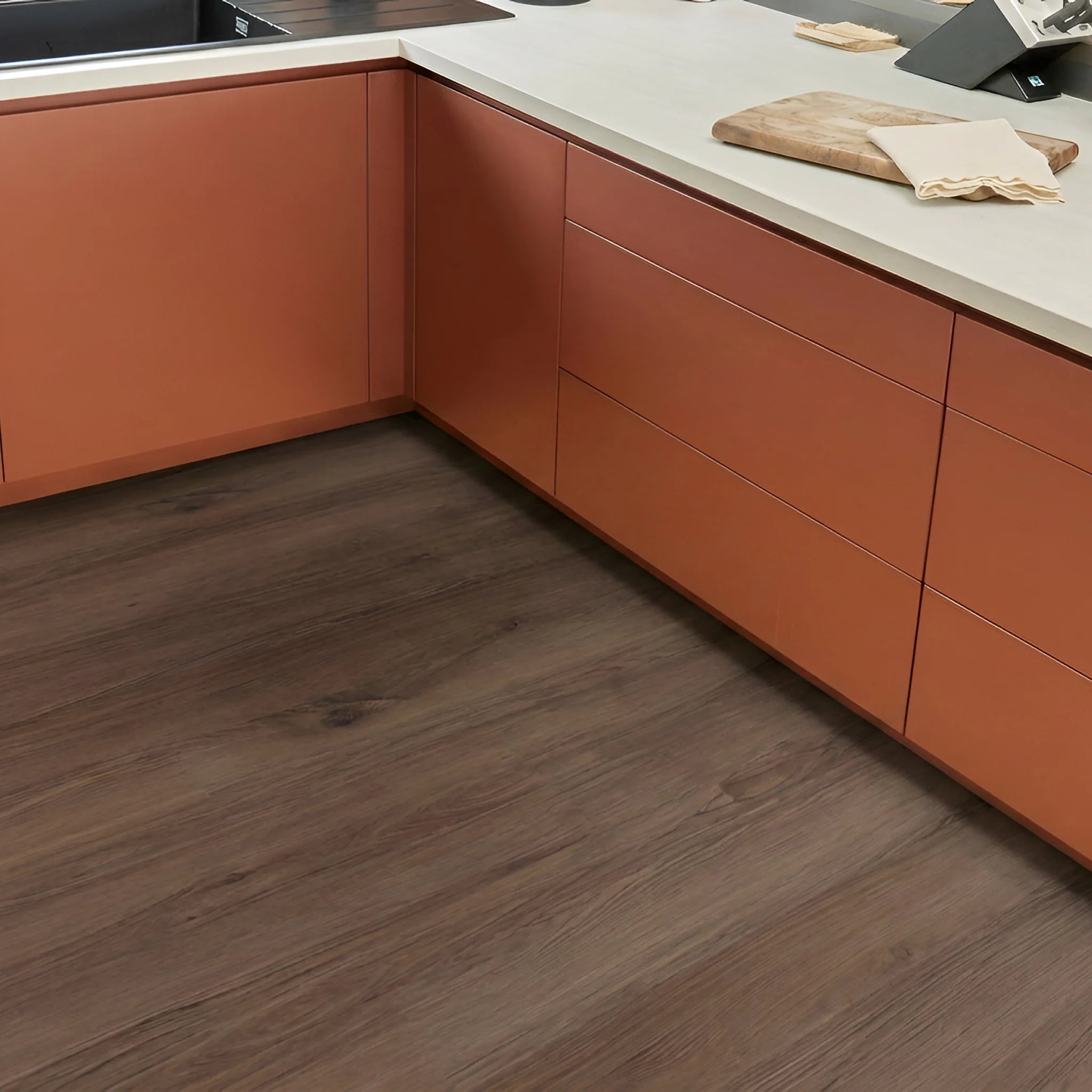 Wood effect vinyl flooring kitchen