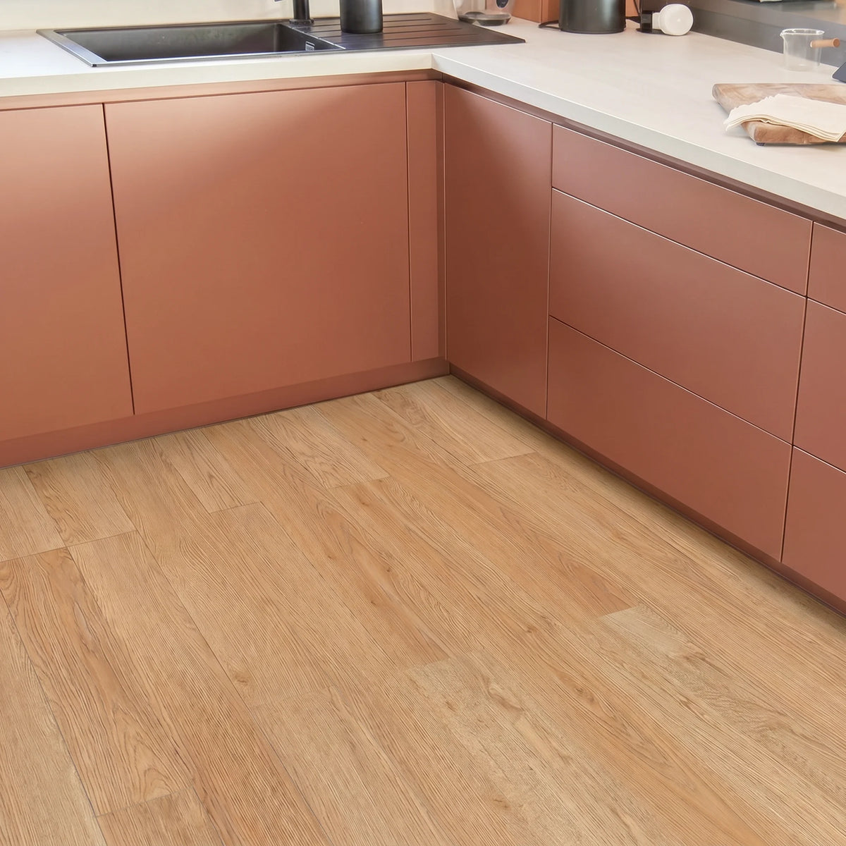 Wood effect vinyl flooring kitchen