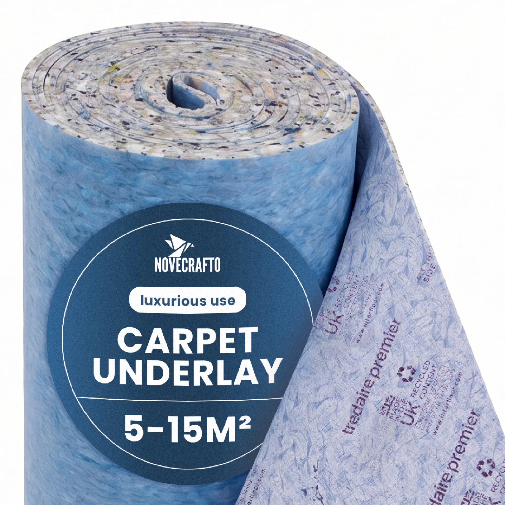 Blue carpet underlay roll partly unrolled