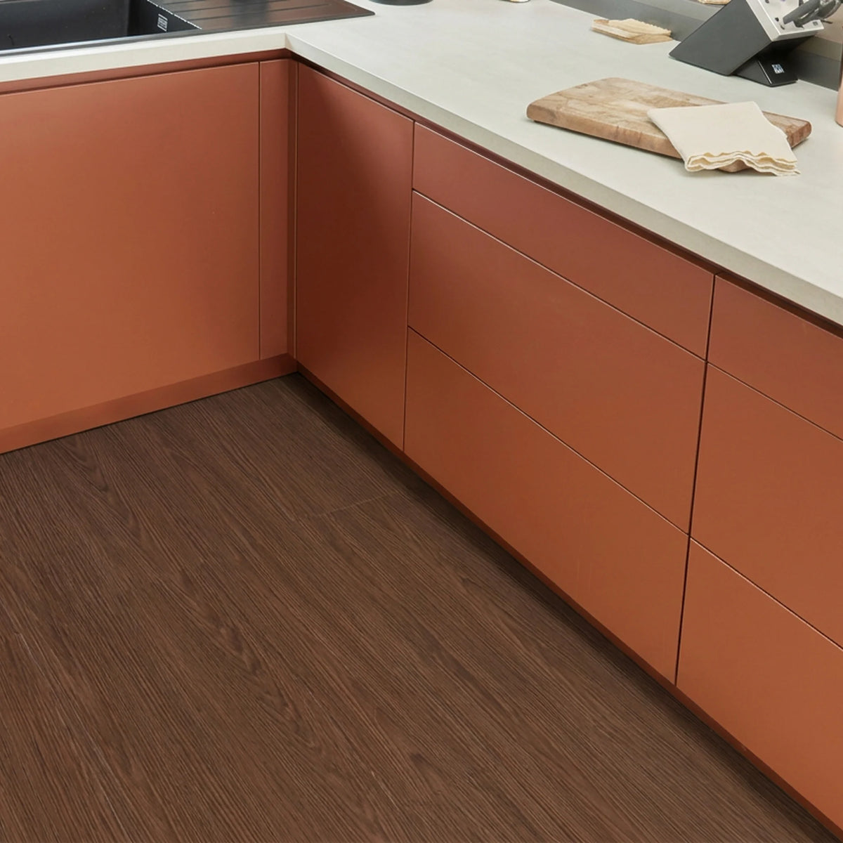 Wood effect vinyl flooring kitchen
