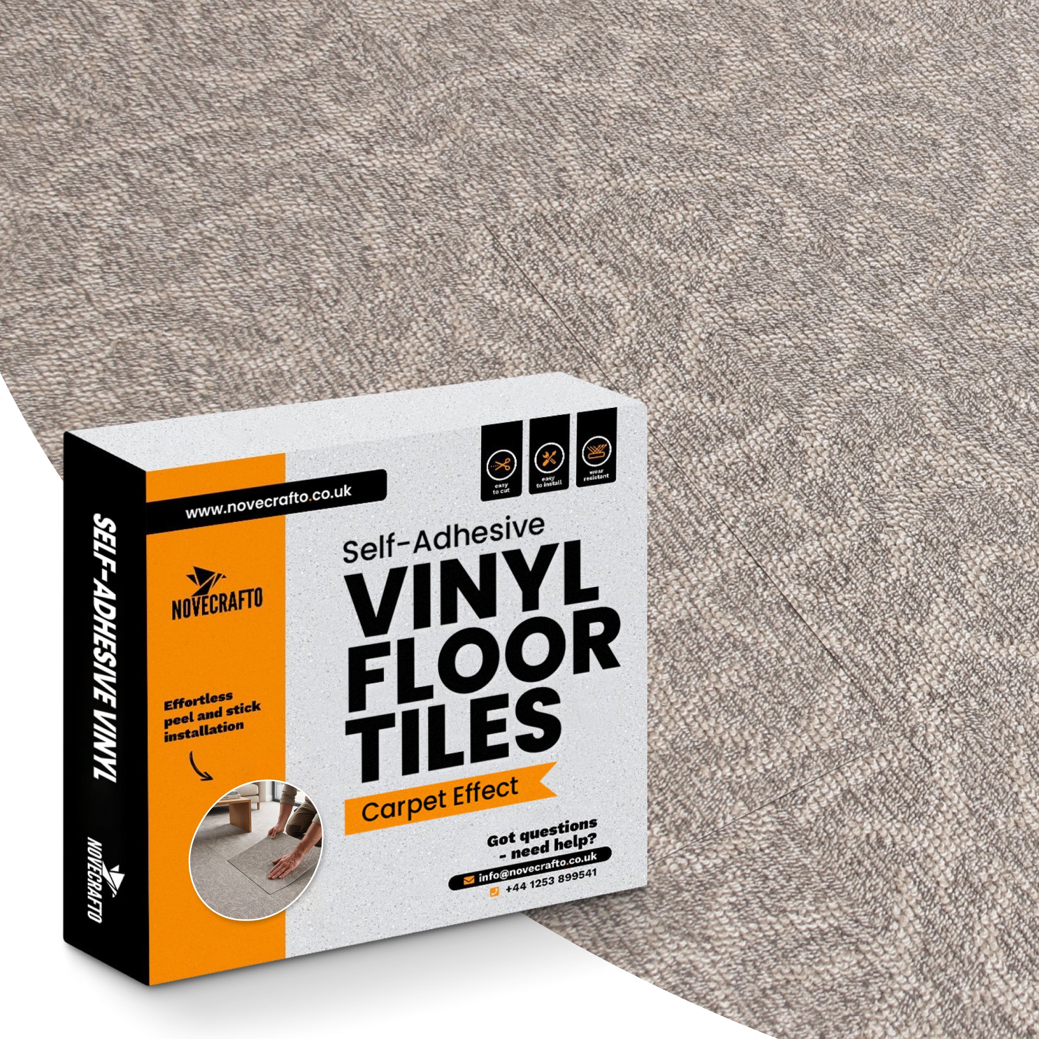 Loop Beige Carpet Effect - Vinyl Floor Tiles Self-Adhesive