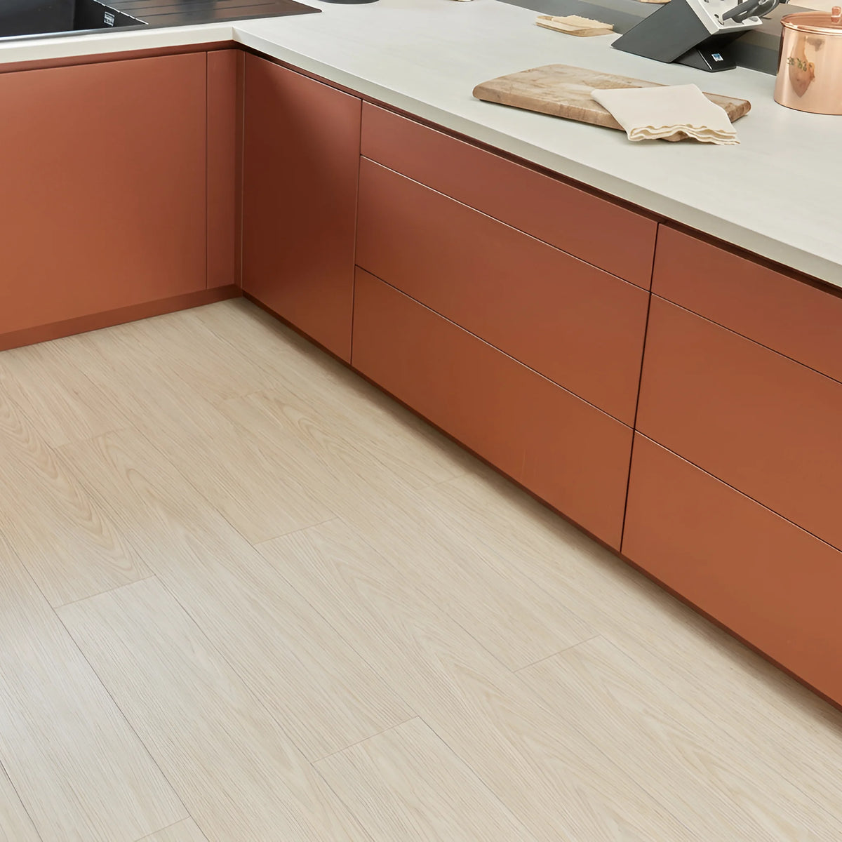 Wood effect vinyl flooring kitchen

