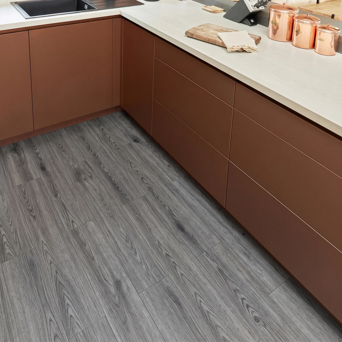 SPC Vinyl Flooring Planks , Waterproof - Grey Oak Effect