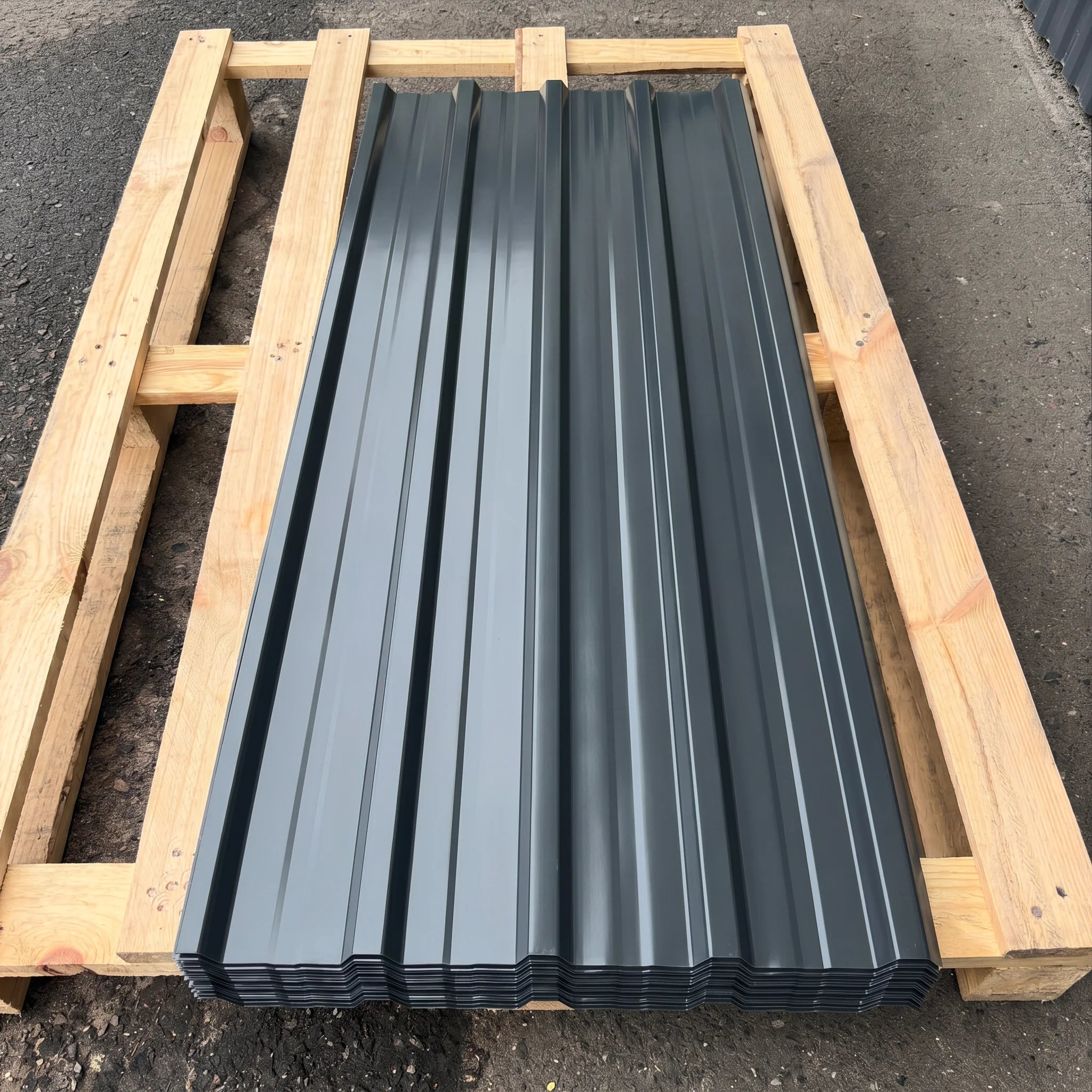 Corrugated metal sheet ribbed profile detail