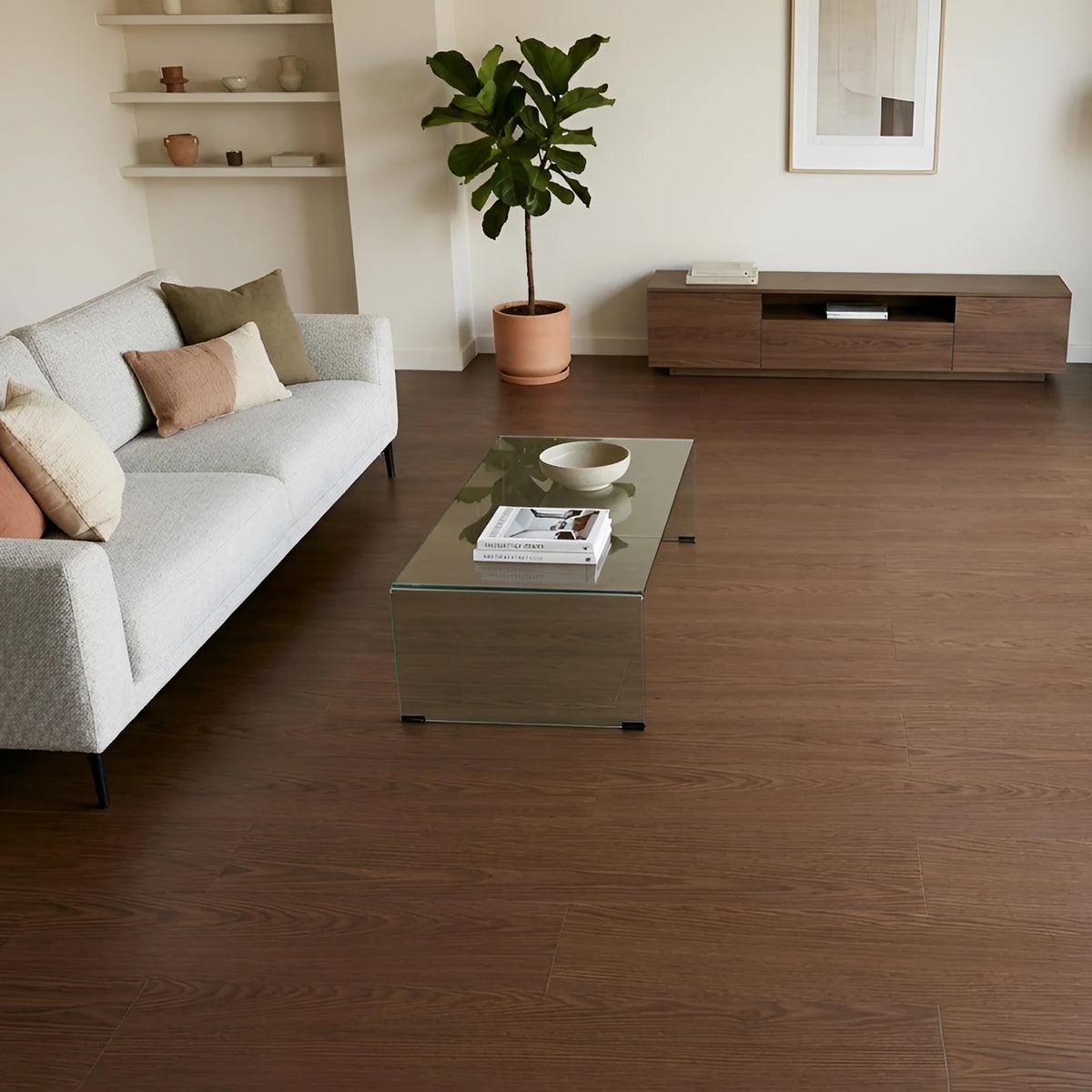 Wood effect flooring living room
