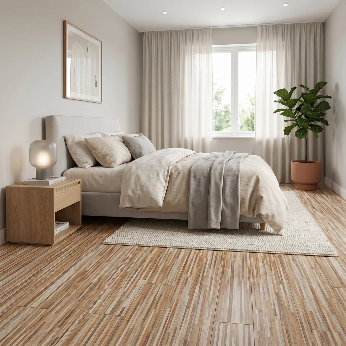 Wood effect flooring living room
