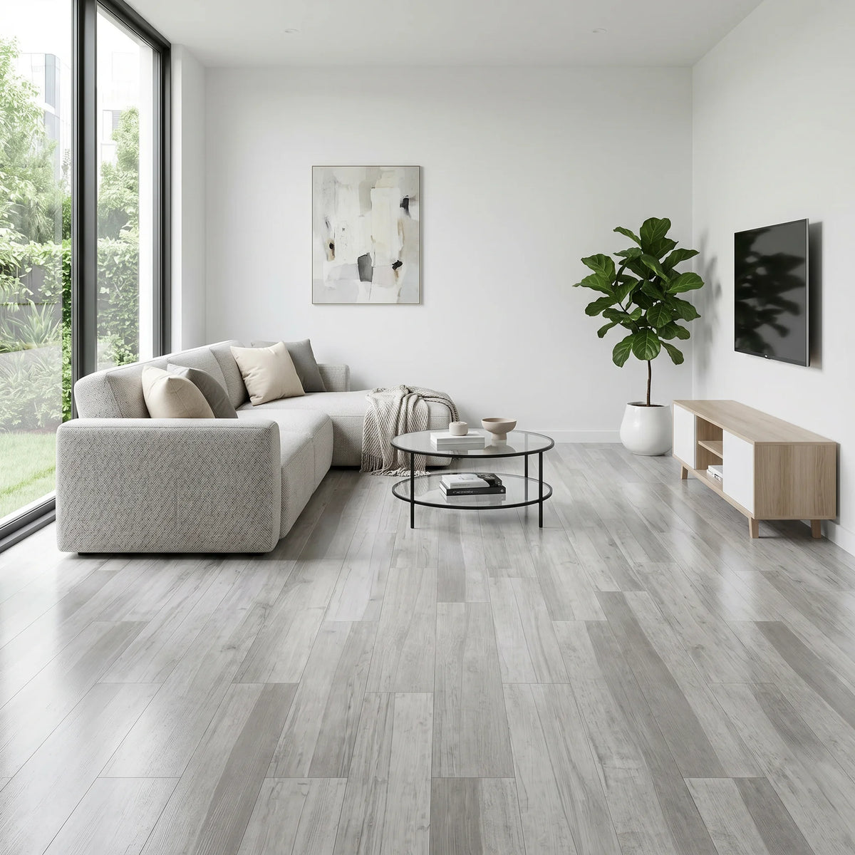 Wood effect flooring living room