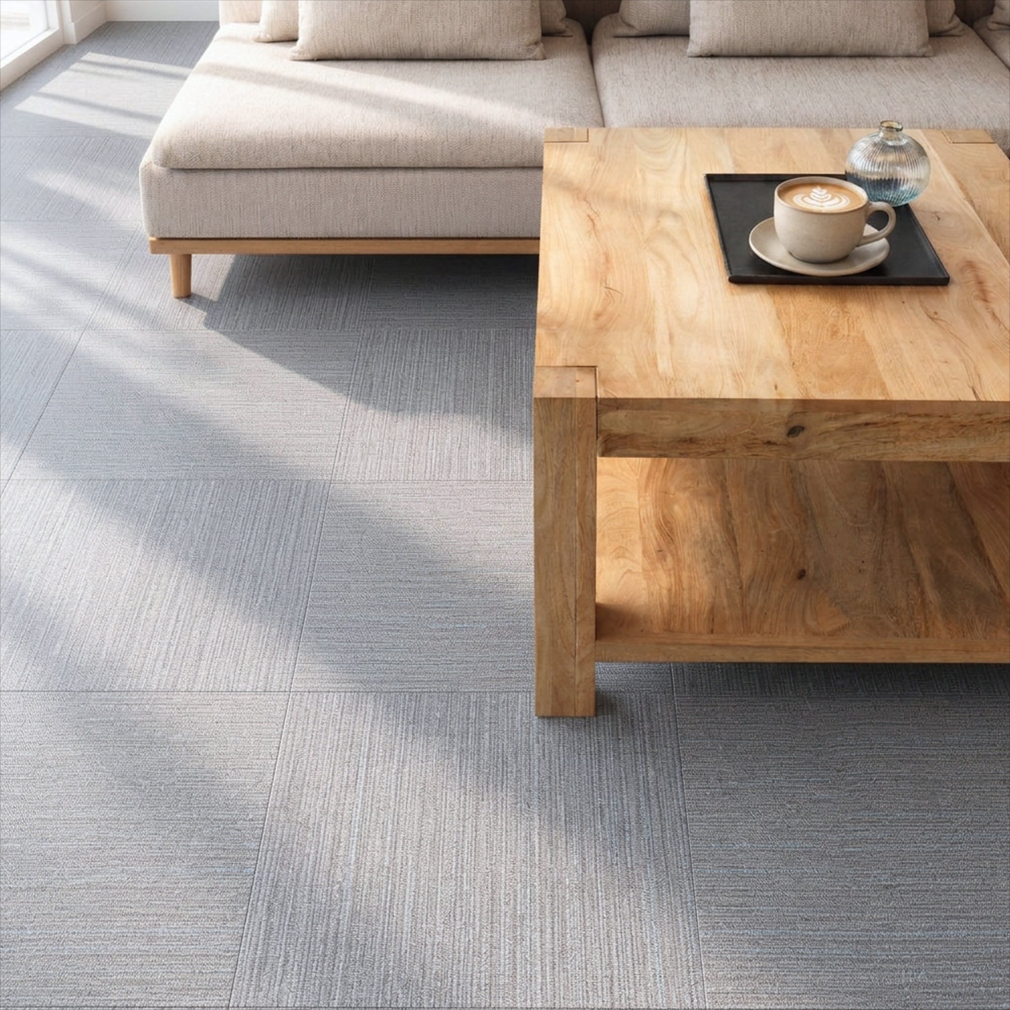 Self adhesive stick on carpet tiles floor layout