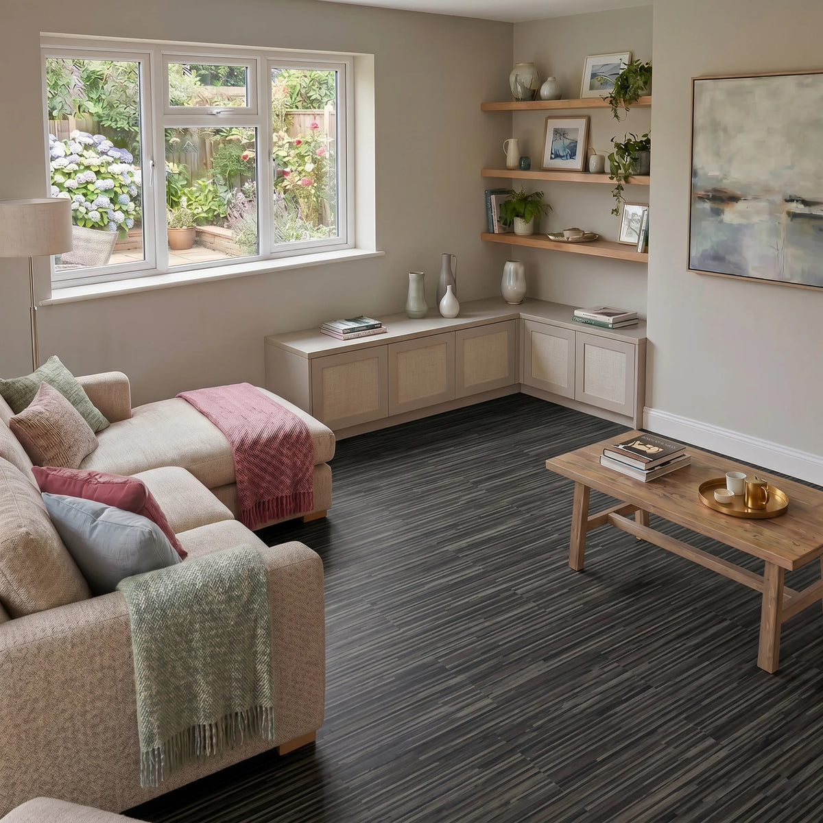 Wood effect flooring living room
