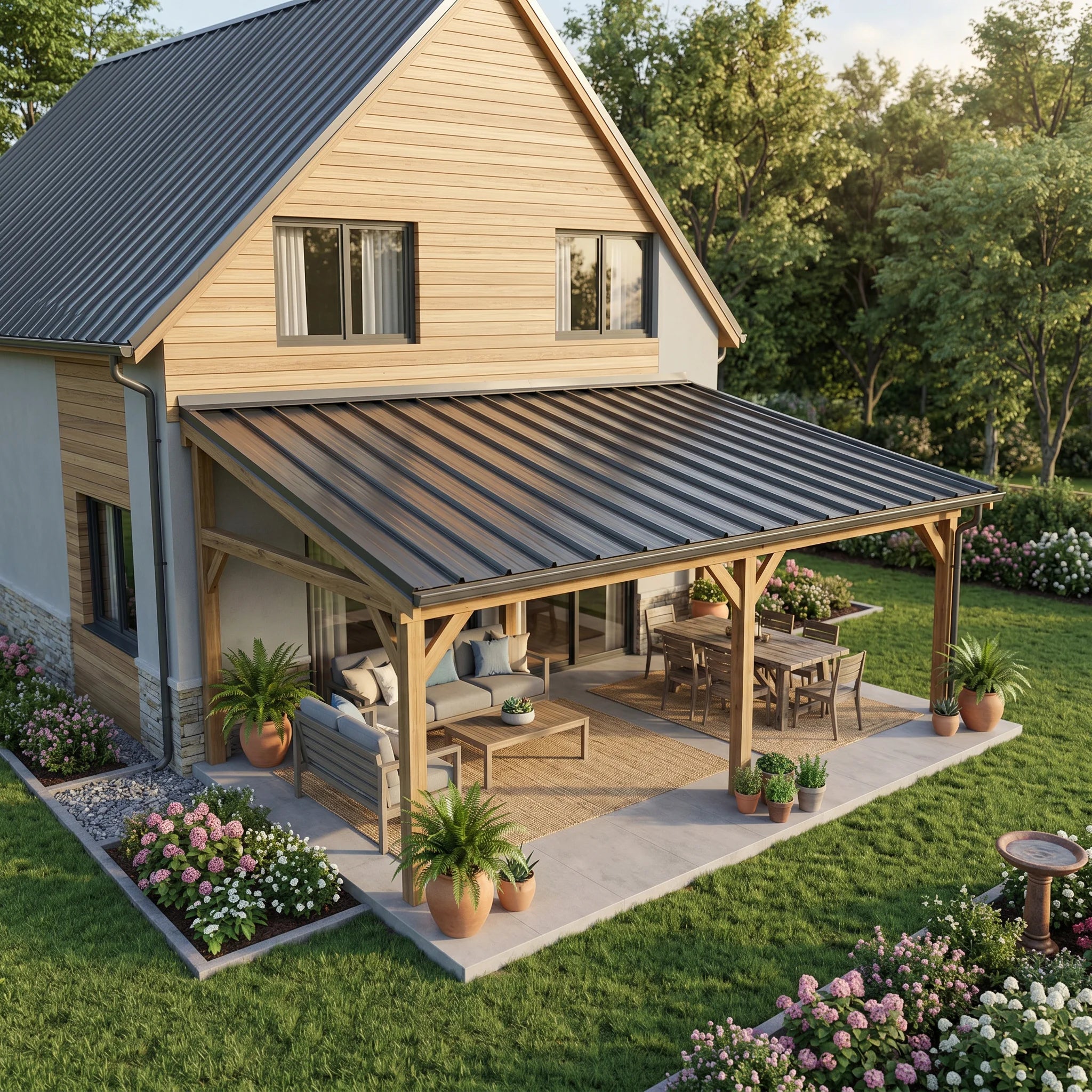 Metal roofing sheets on garden shed lifestyle