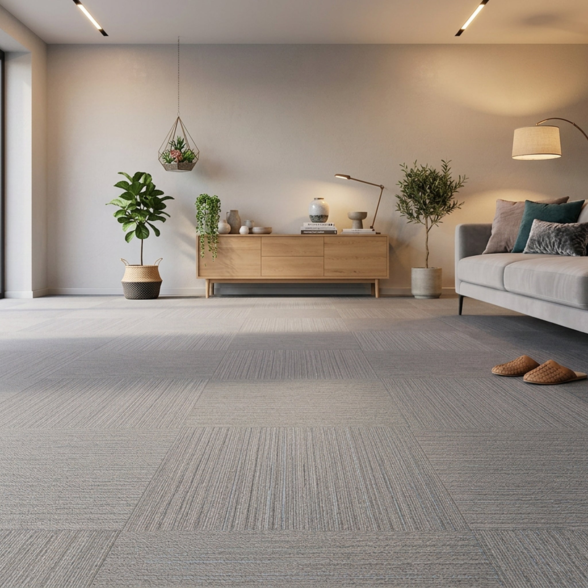Mist Grey Carpet Effect - Vinyl Floor Tiles Self-Adhesive