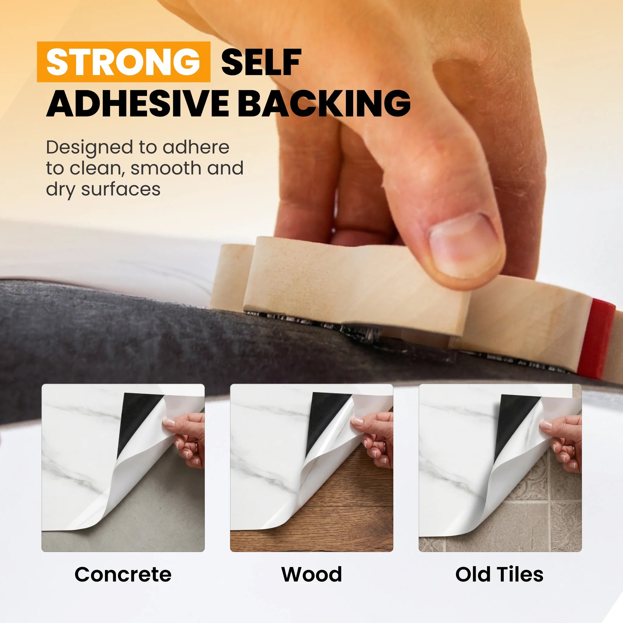 Self adhesive backing floor tile peel