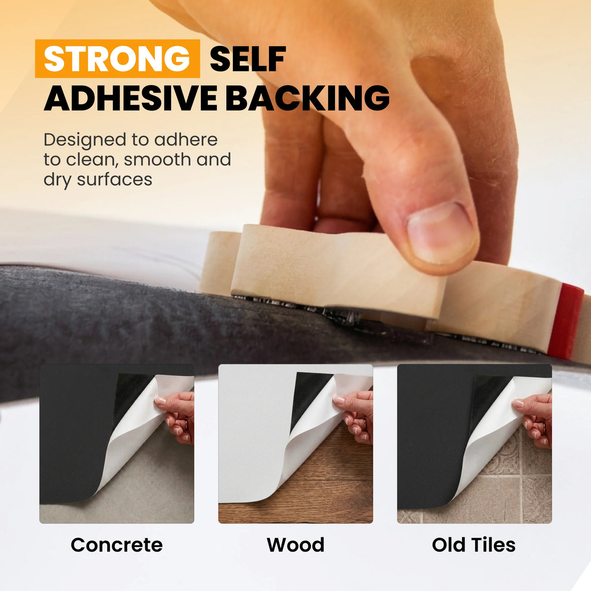 Self adhesive floor tile installation surfaces