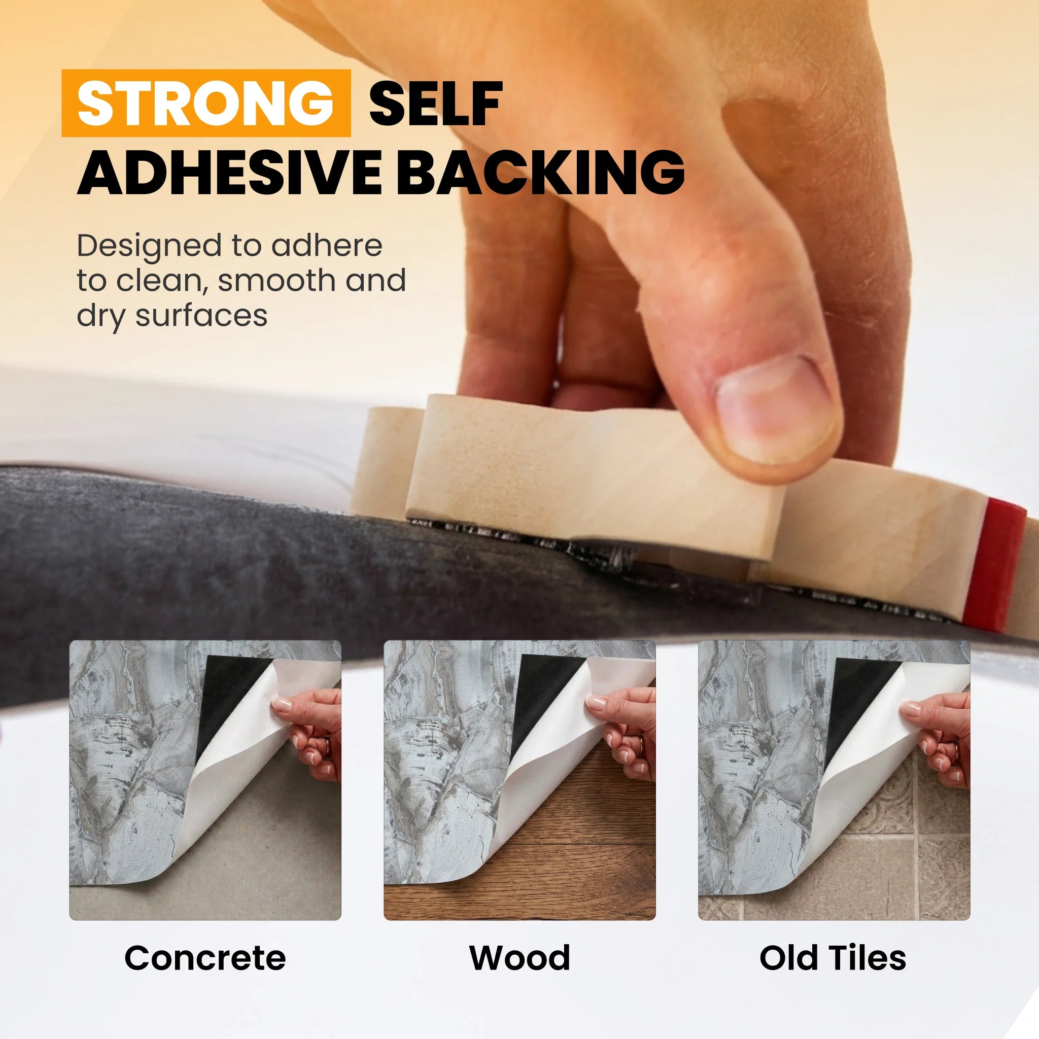 Self adhesive backing floor tile peel