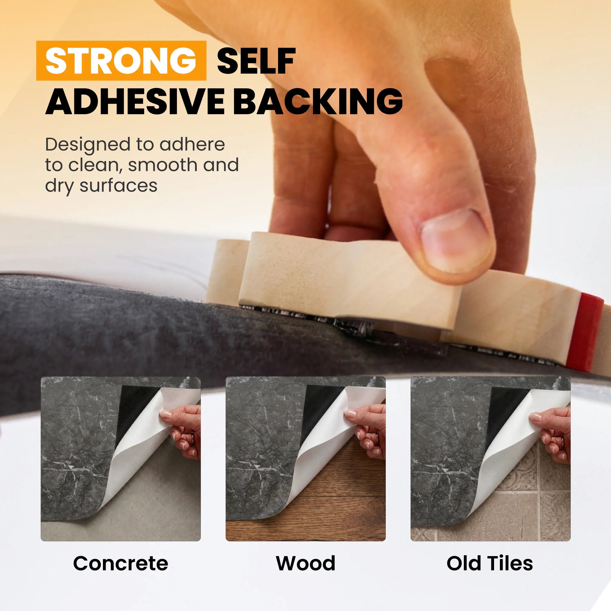 Self adhesive backing floor tile peel