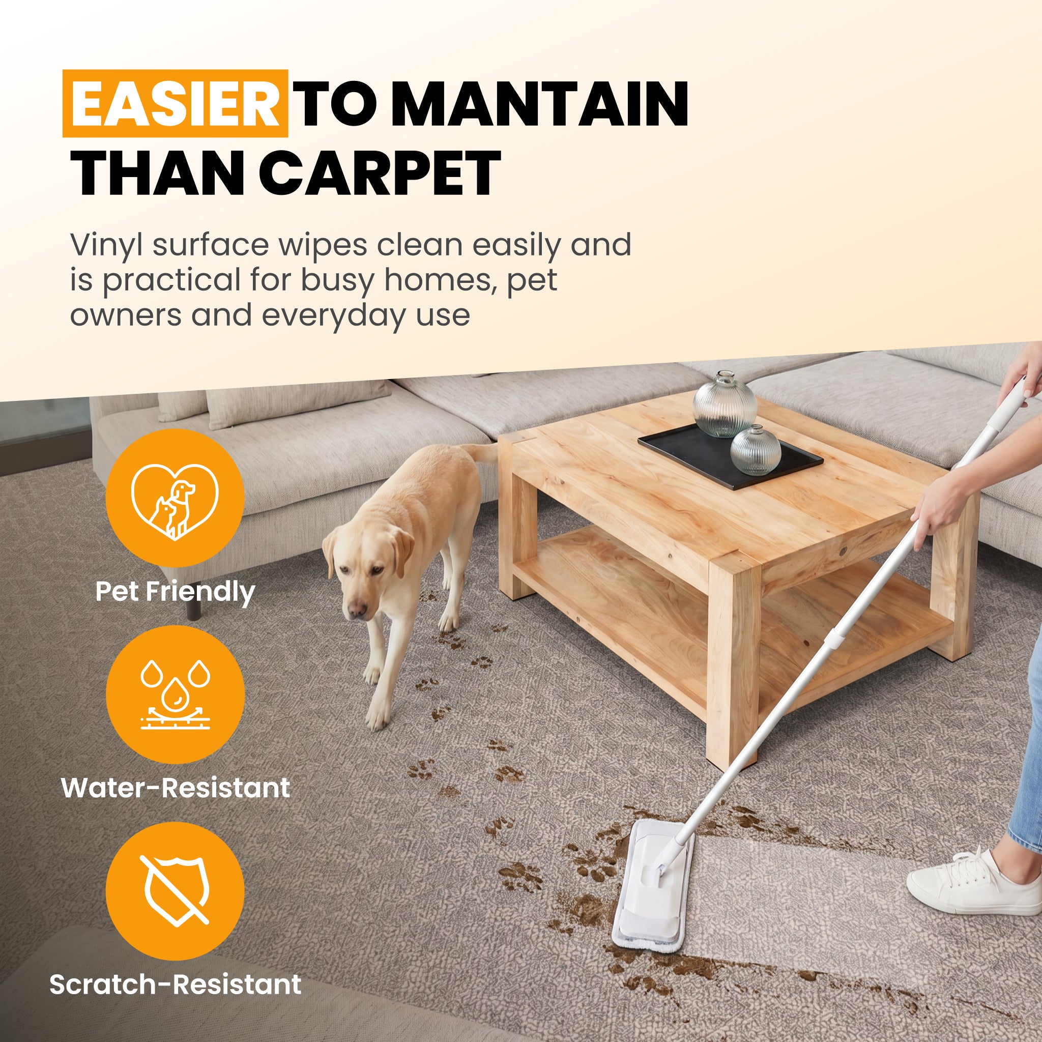 Practical easy clean self adhesive carpet tiles