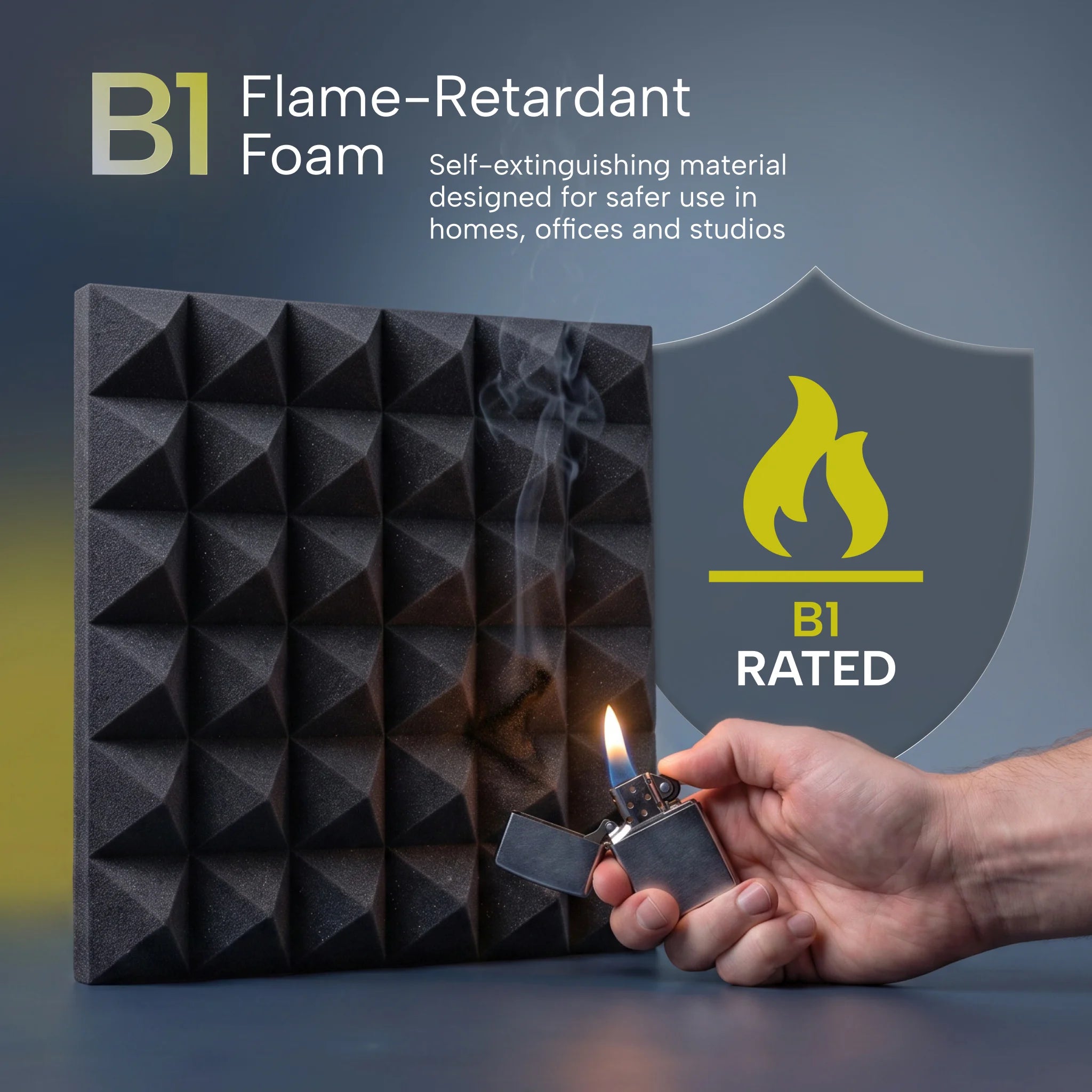 B1 rated flame retardant acoustic foam panel