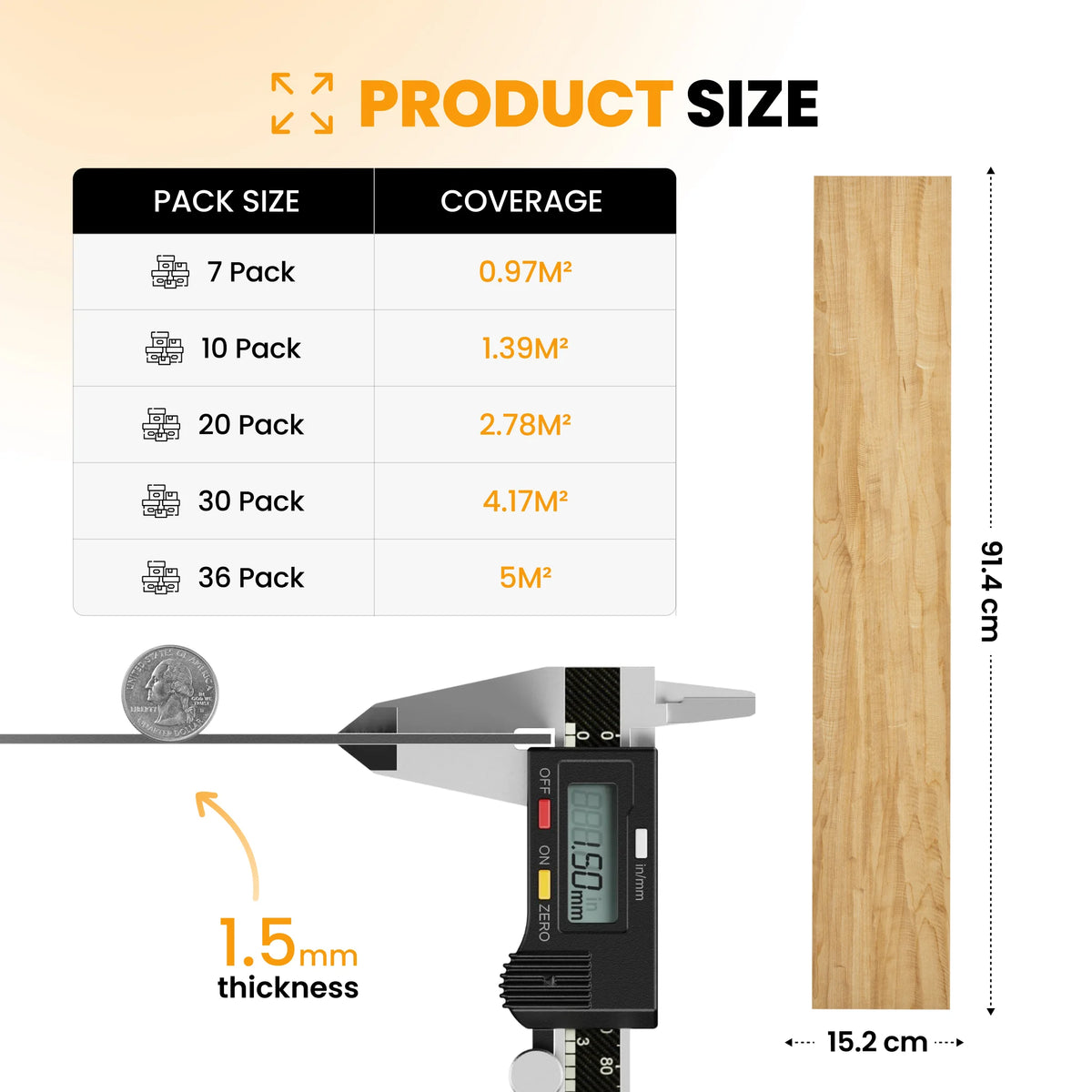 Wood floor planks size guide
