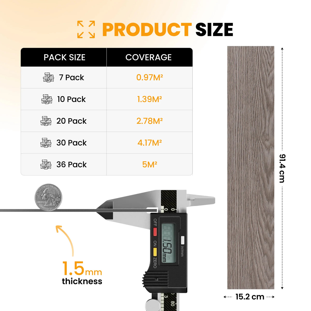Wood floor planks size guide
