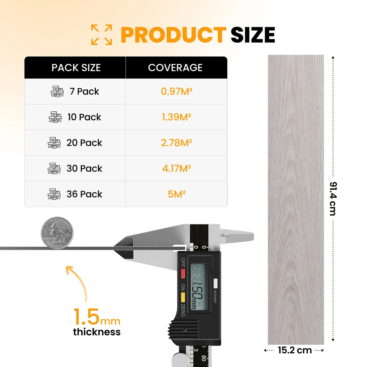 Wood floor planks size guide
