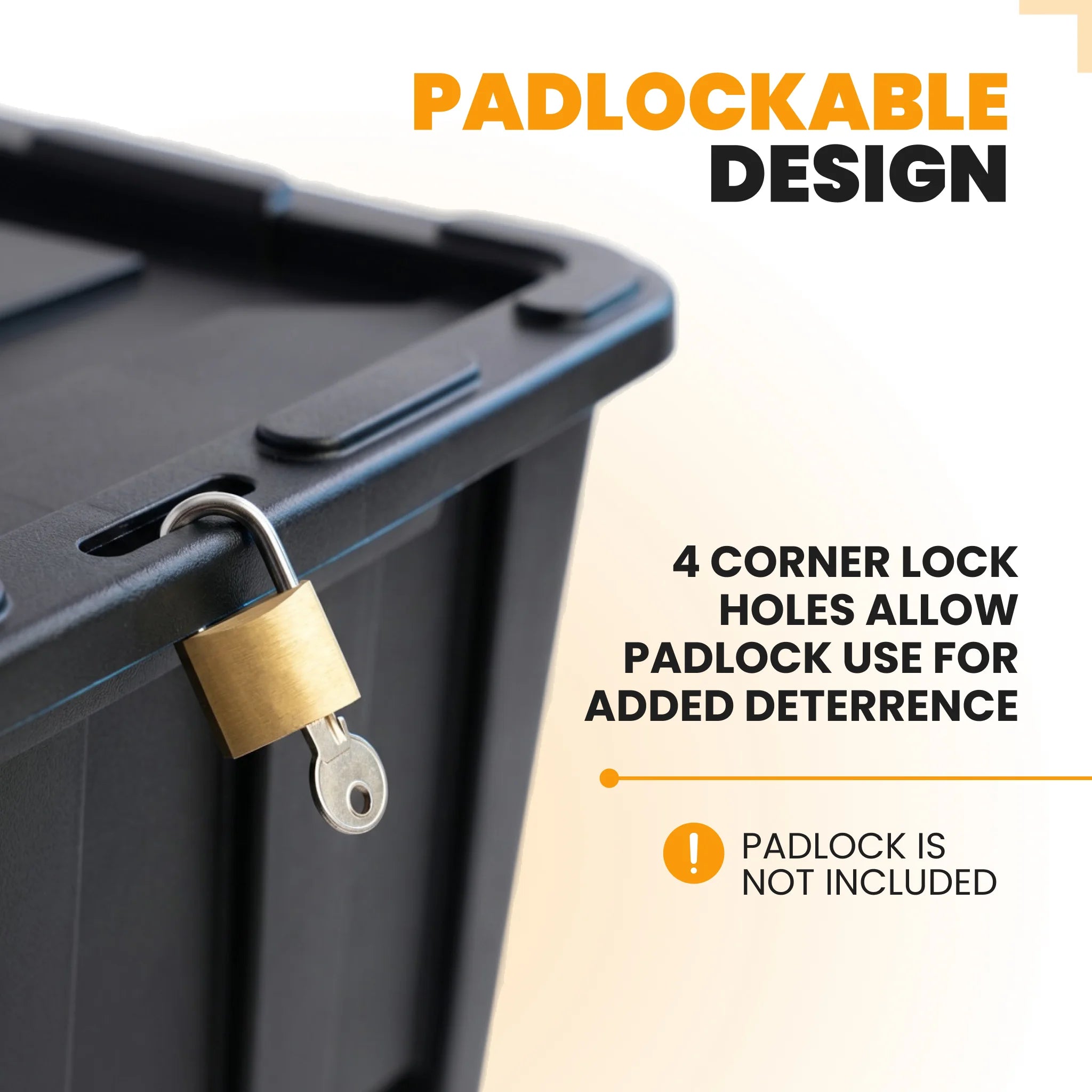 lockable storage box padlock detail
