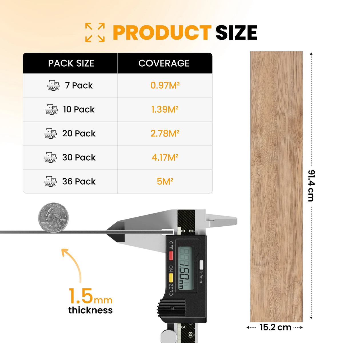 Wood floor planks size guide

