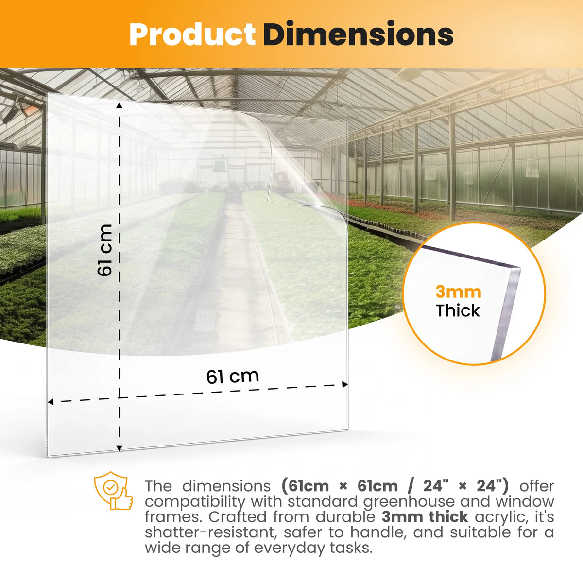 Perspex sheet size chart with thickness detail