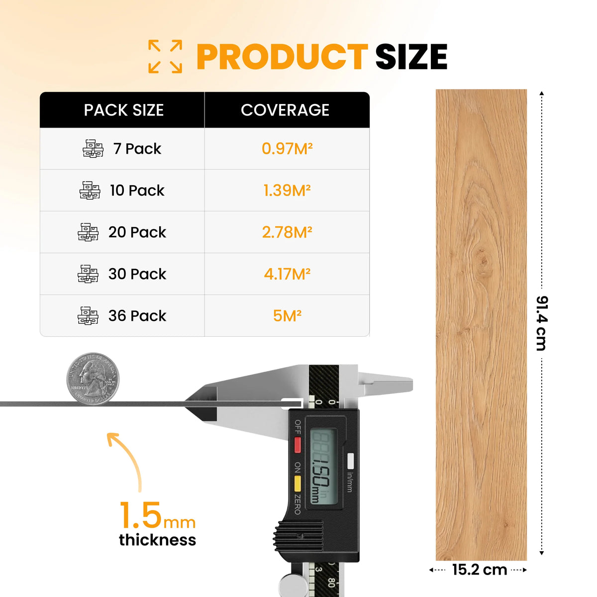 Wood floor planks size guide
