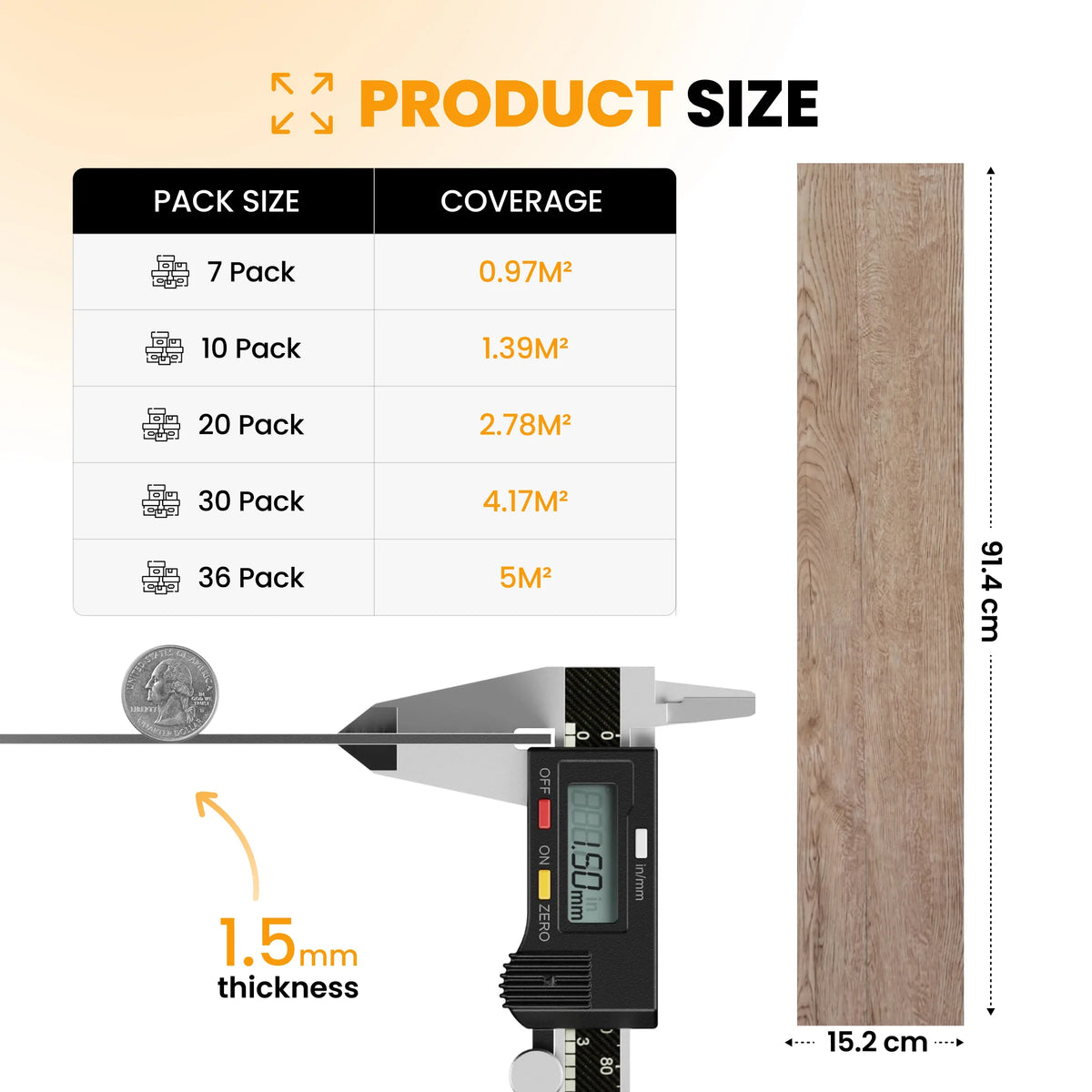 Wood floor planks size guide

