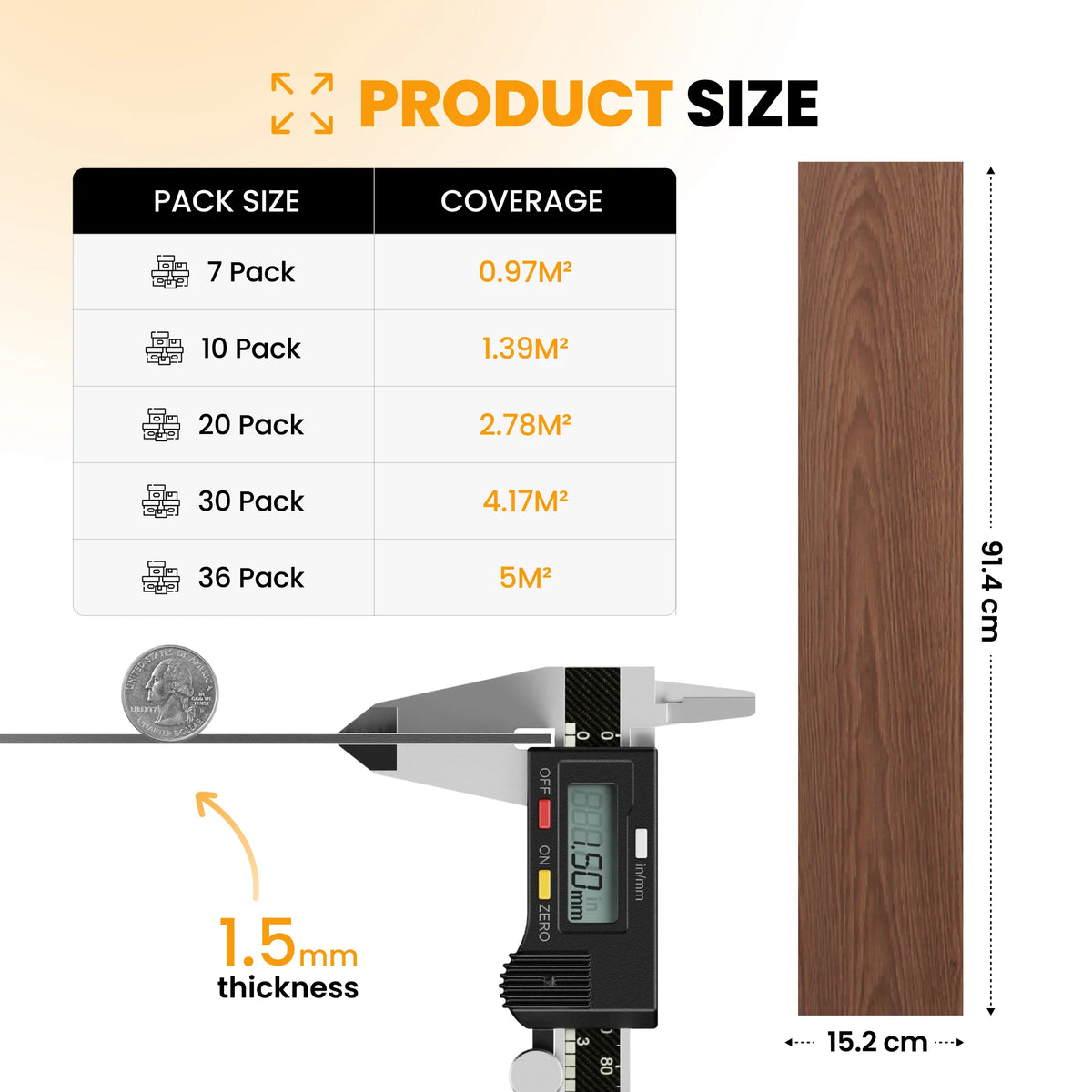 Wood floor planks size guide
