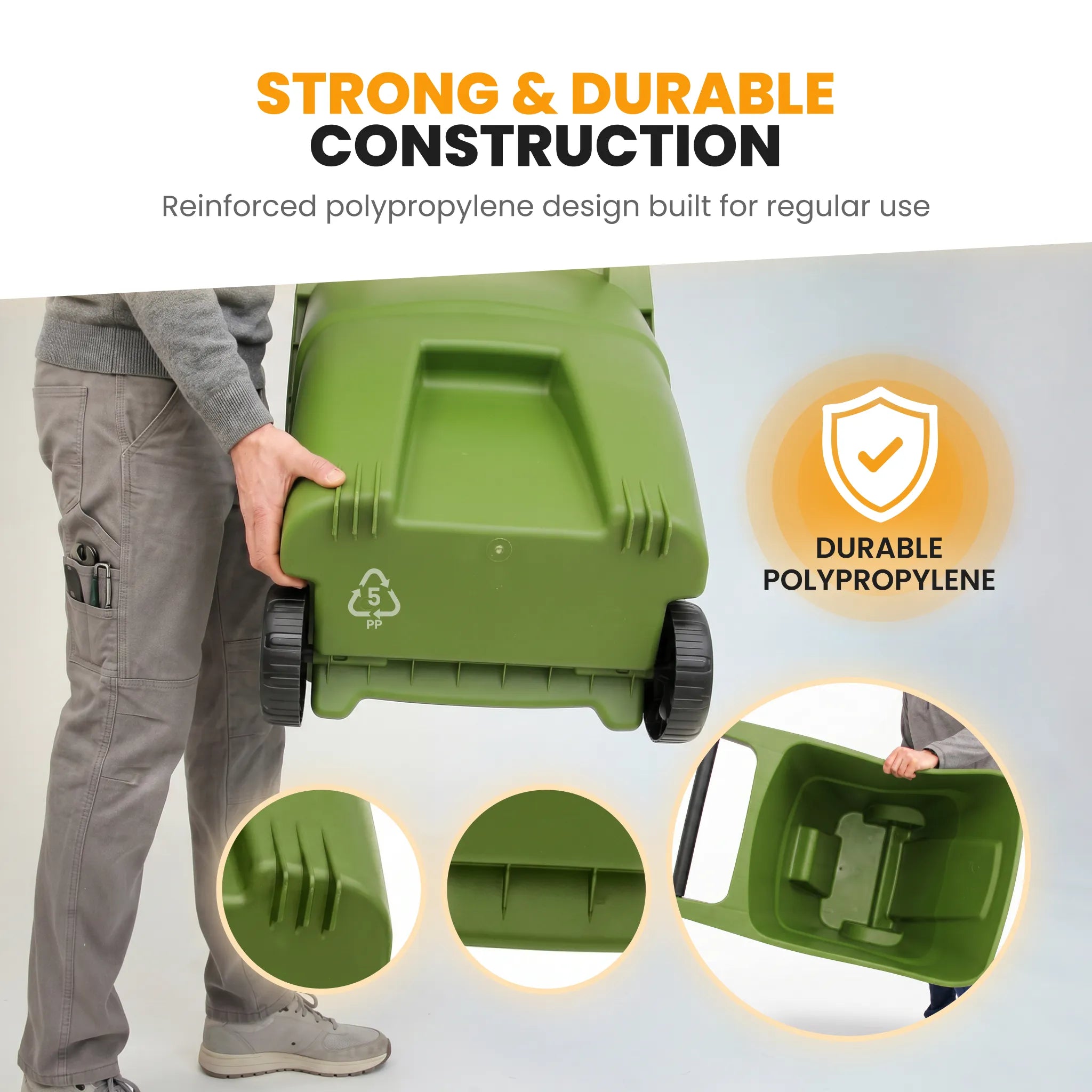 Durable polypropylene garden caddy details